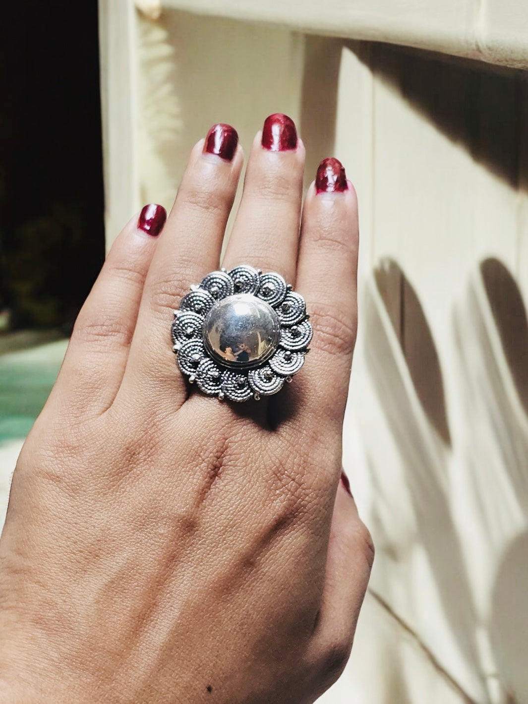 Pure Silver Bohemian Flower Ring