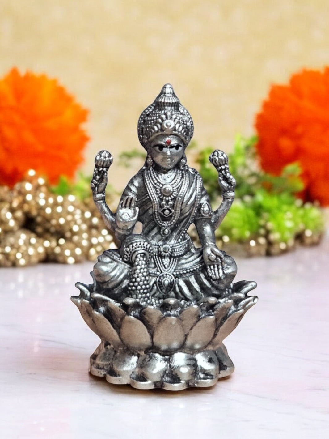 Pure Antique Silver Lakshmi Idol