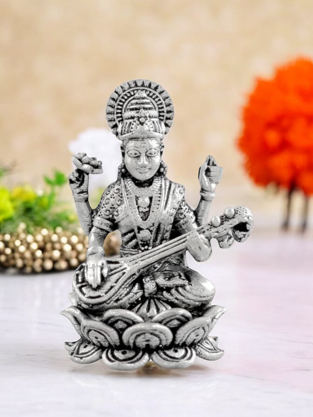 Pure Silver Sarswati Idol