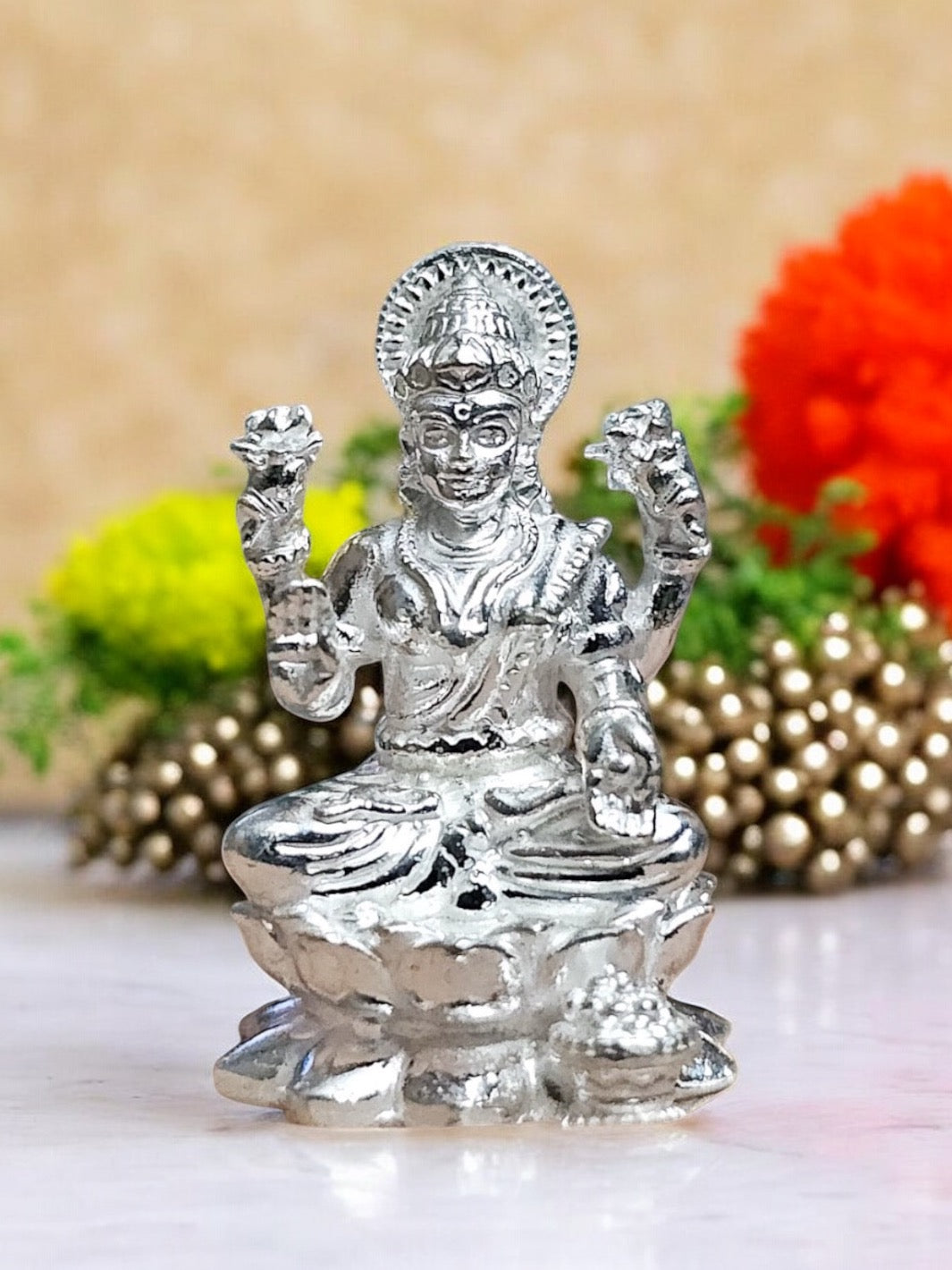 Pure Silver Solid Lakshmi Idol