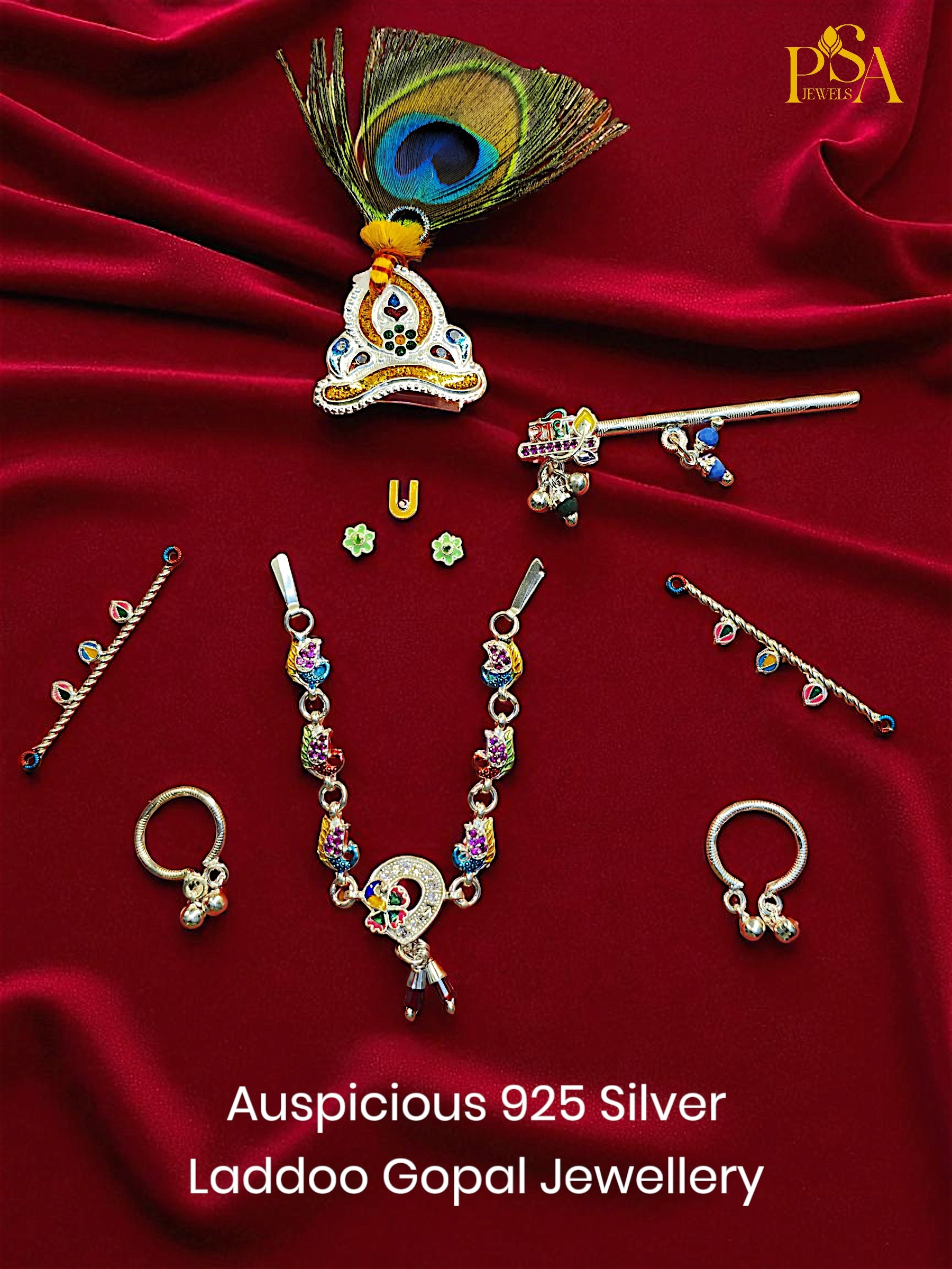 Pure Silver Designer Shree Laddu Gopal Ji Shringar Set - Design 1