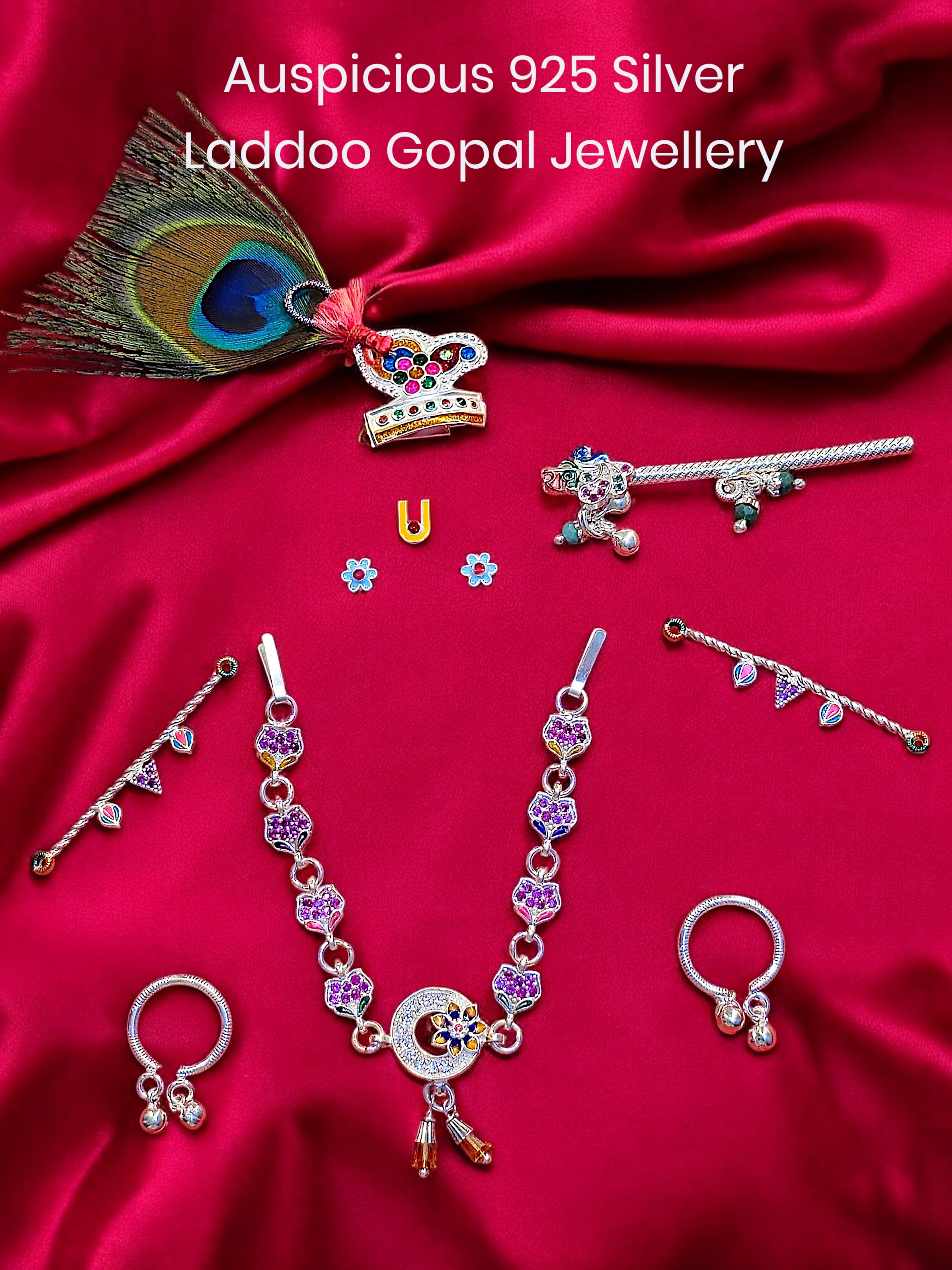 Pure Silver Designer Shree Laddu Gopal Ji Shringar Set - Design 2