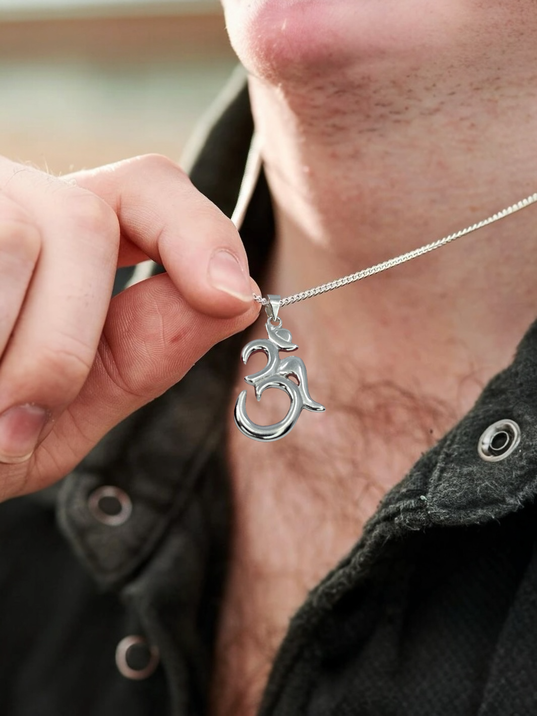 Big Om Silver Pendant with chain