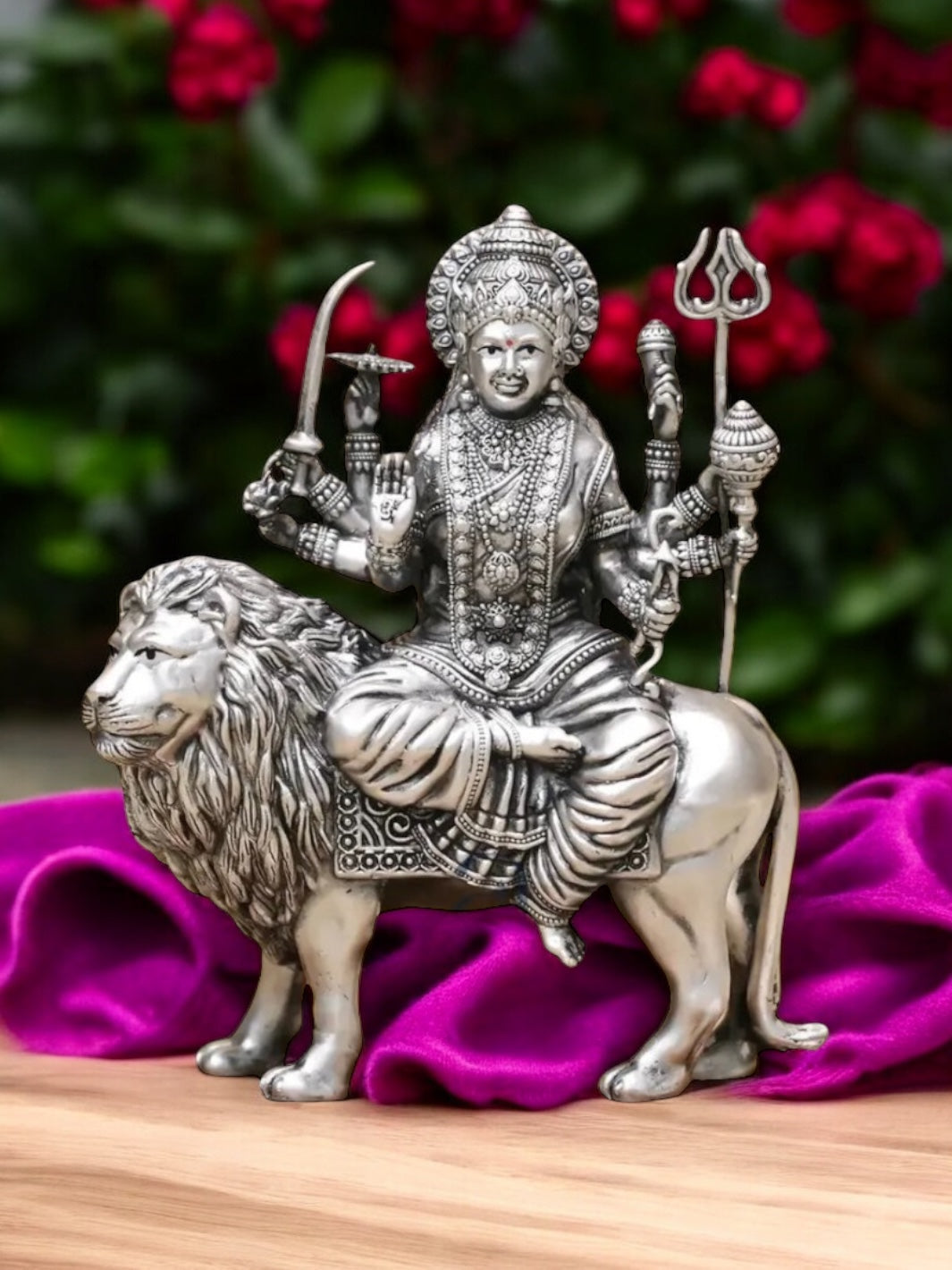 Pure Antique Silver Durga Maa Idol