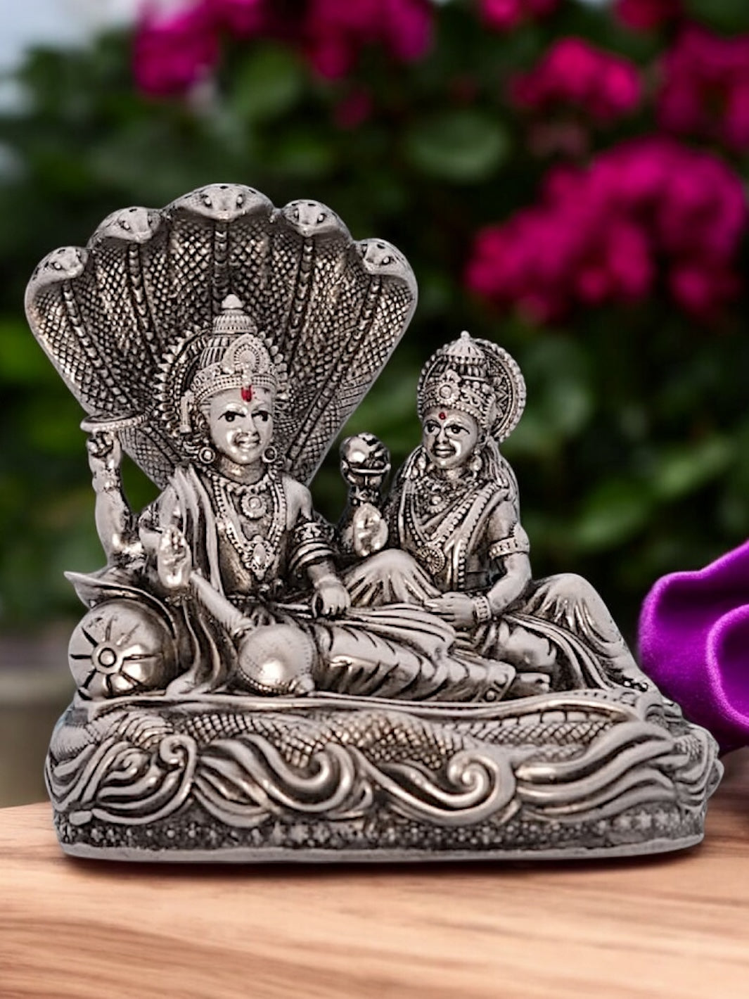 Pure Silver Antique Vishnu Lakshmi  Idol