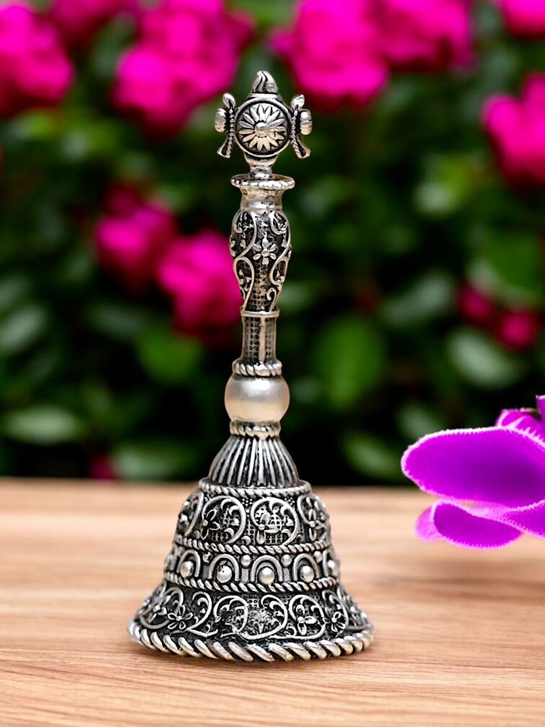 Pure Silver 3D Chakram Bell