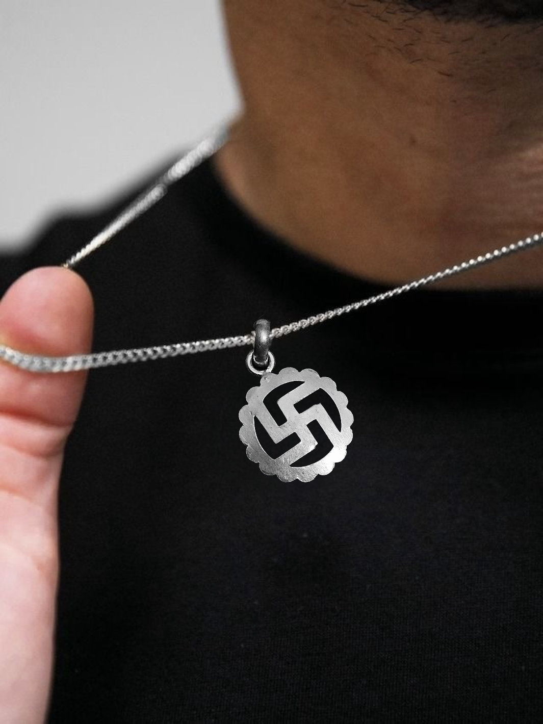 Swastik Silver Pendant with chain