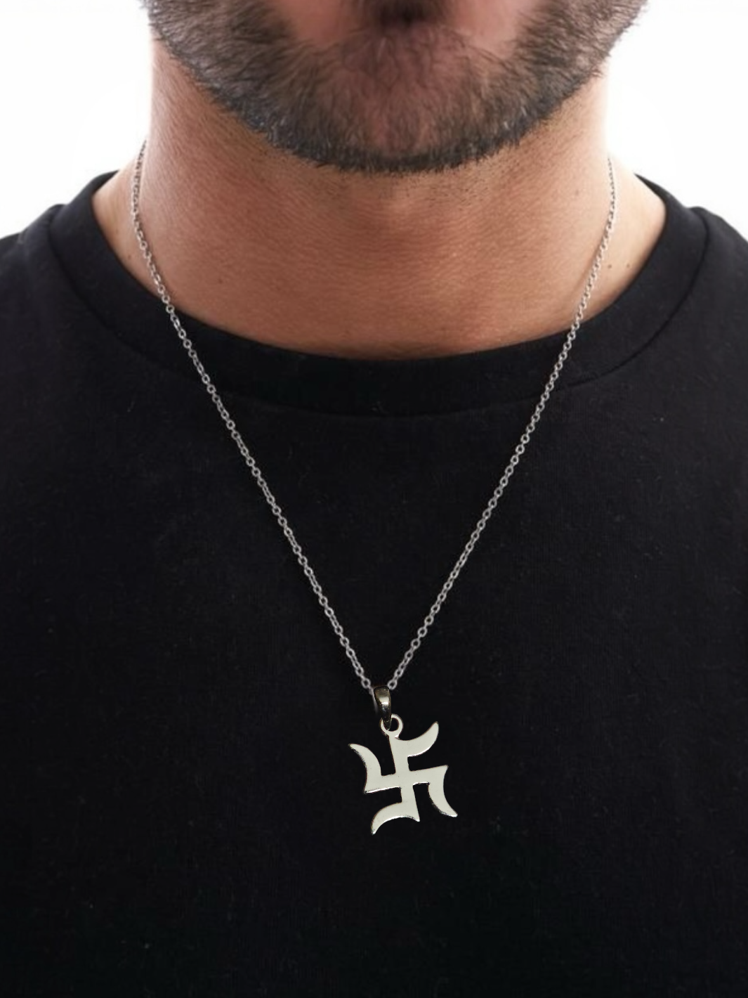 Swastik Symbol Silver Pendant with chain