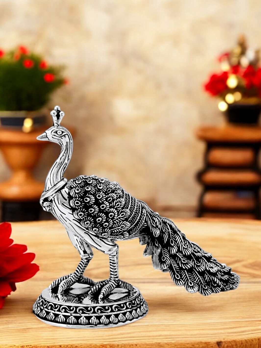 Pure Silver Peacock Idol