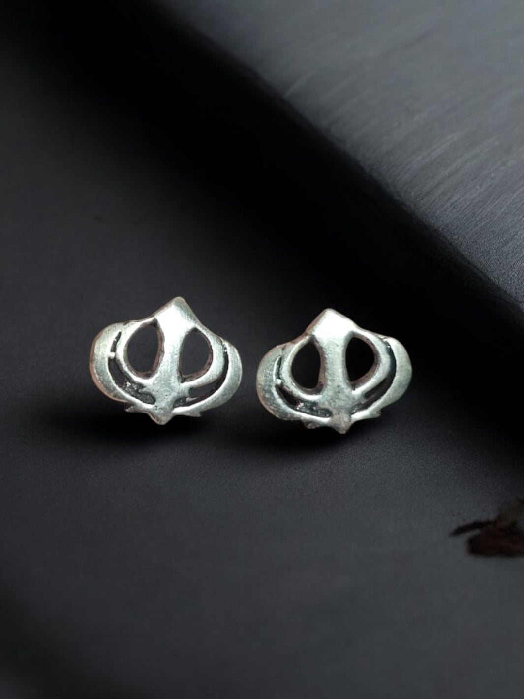 Sikh Khanda Silver Stud Earring