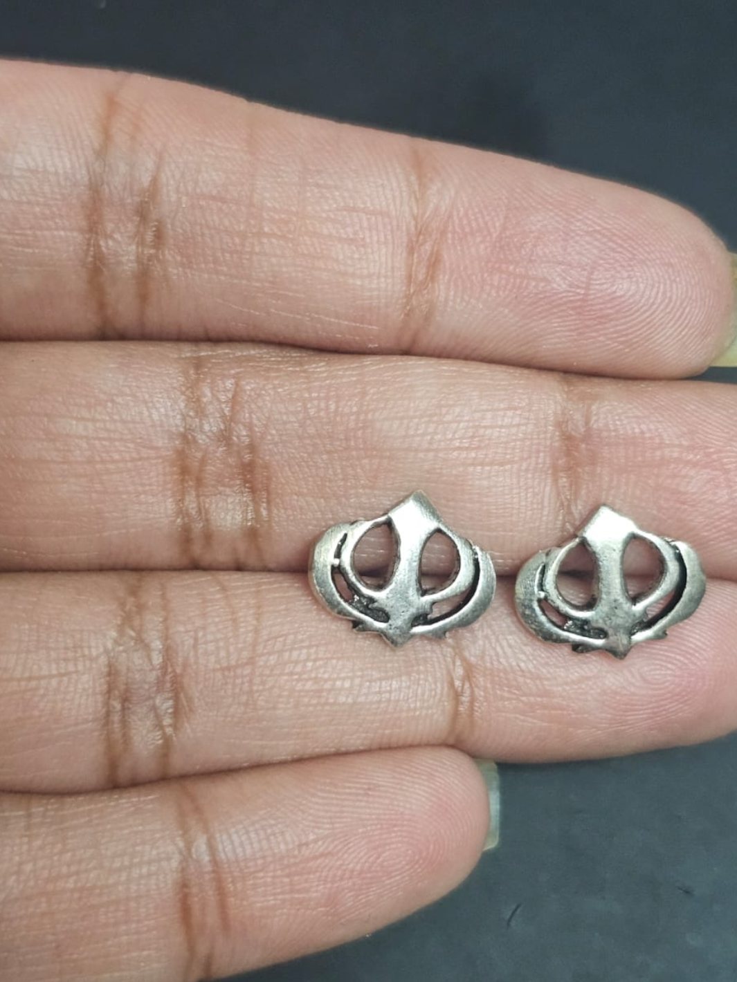 Sikh Khanda Silver Stud Earring - PSA Jewels