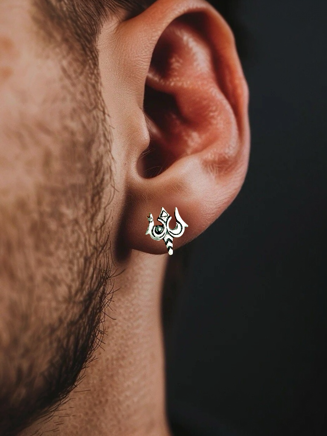 Trishul Stud Silver Earrings - PSA Jewels