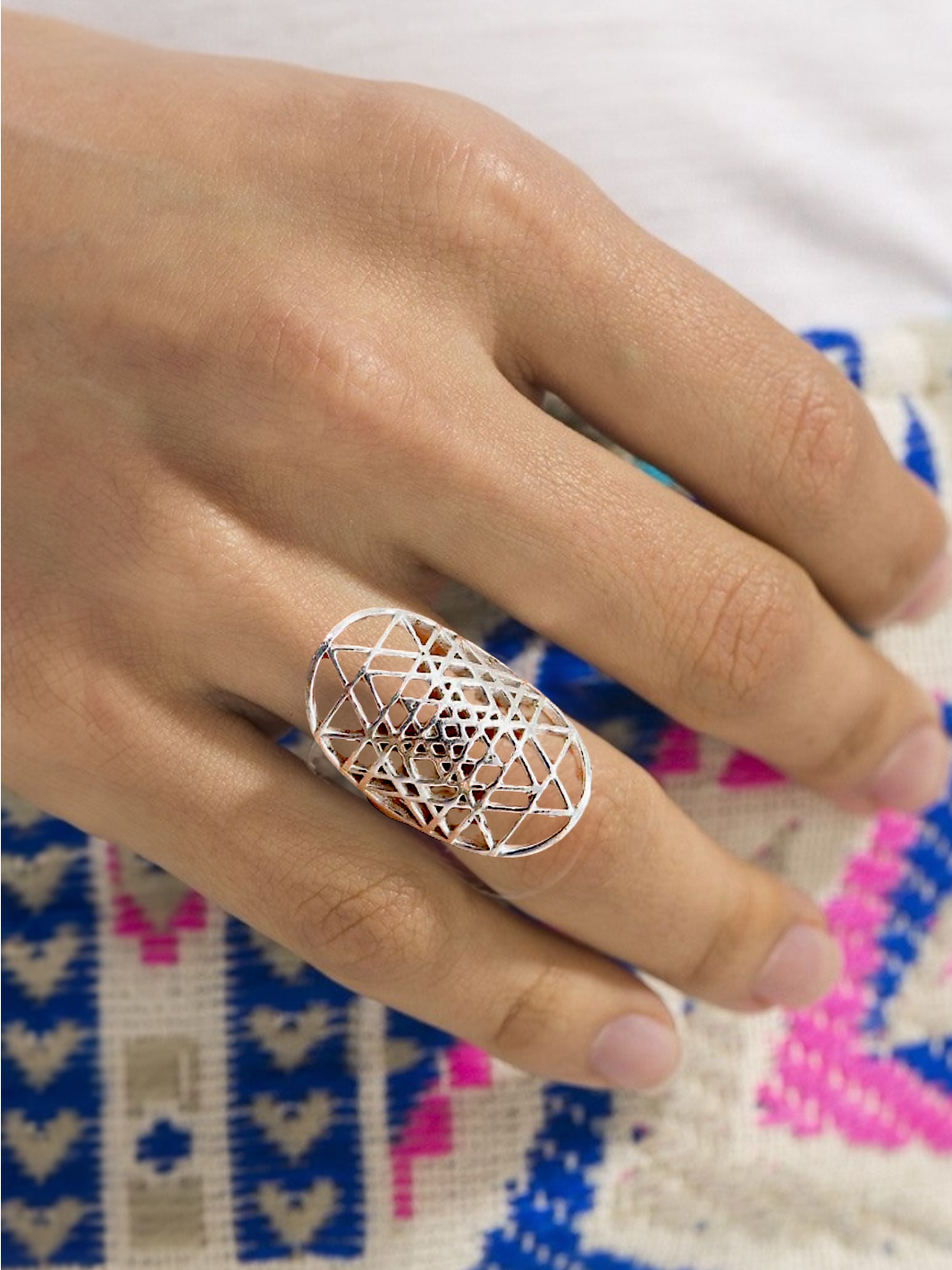 Yantra Meditation Pure Silver Ring