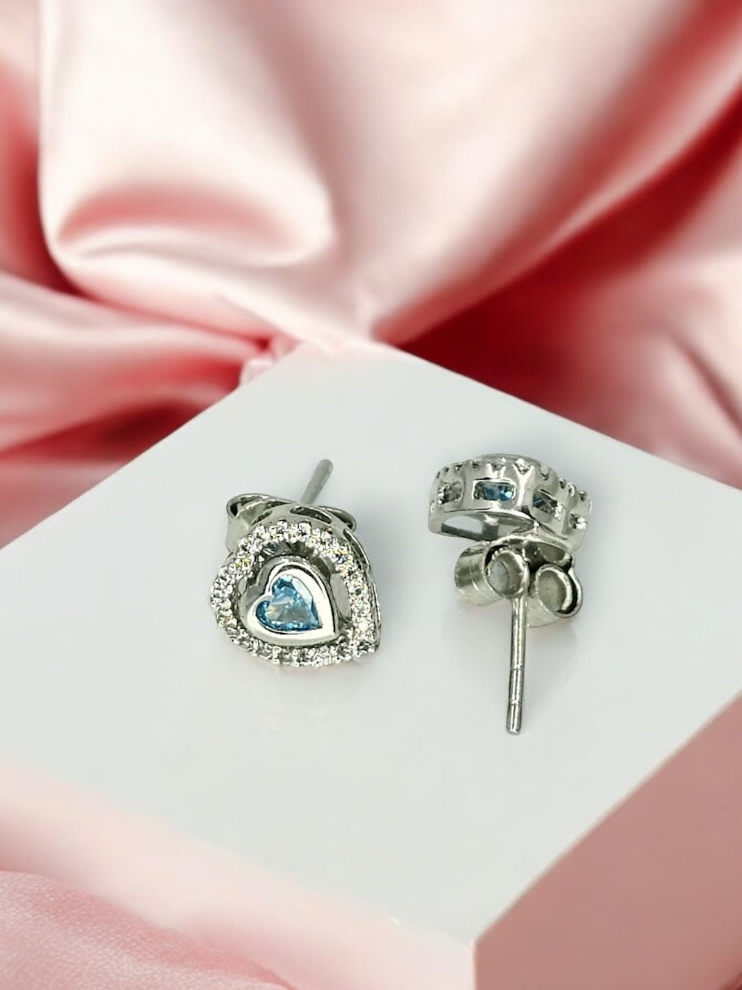 Blue Topaz Heart Silver Earring - PSA Jewels