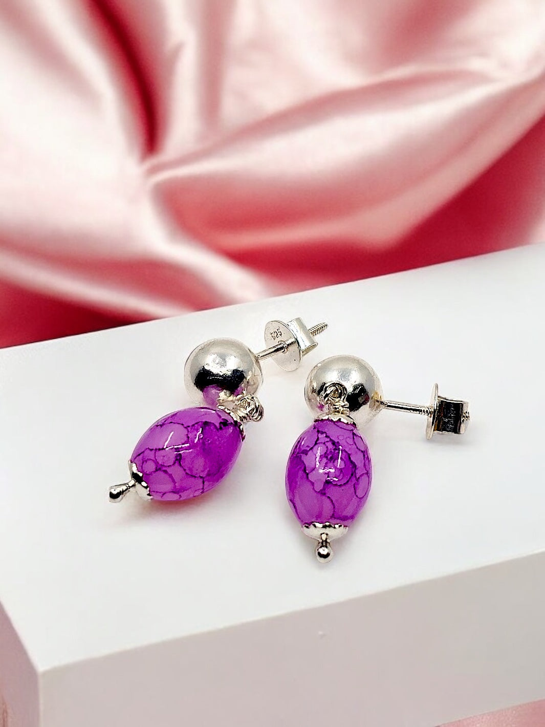 Purple Beads Earring