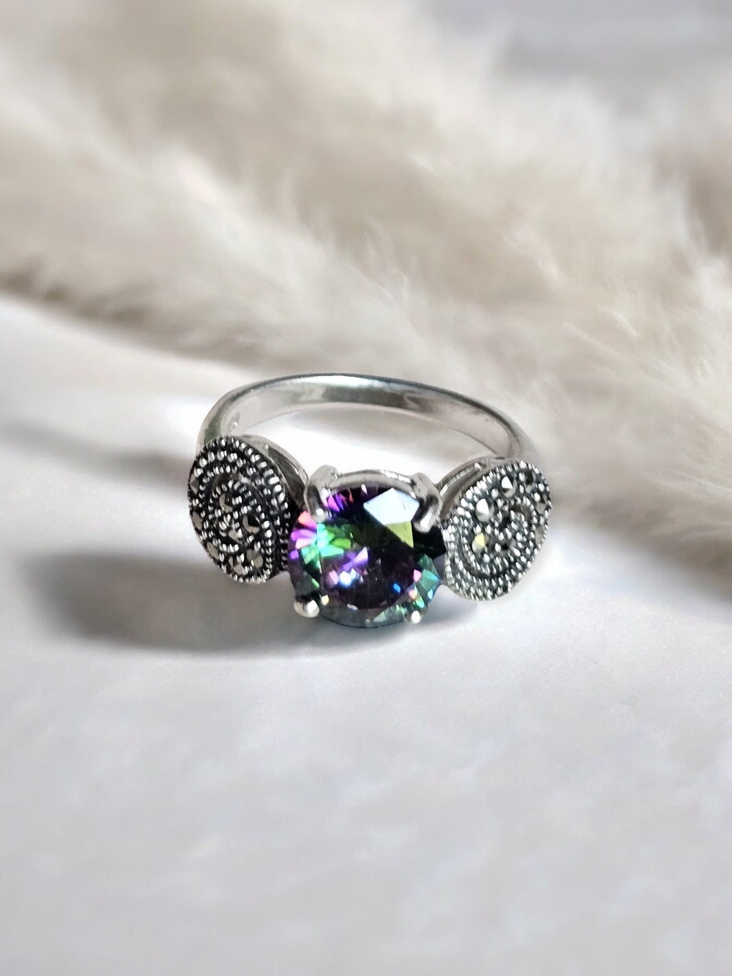 Marcasite Rainbow Topaz Ring - PSA Jewels