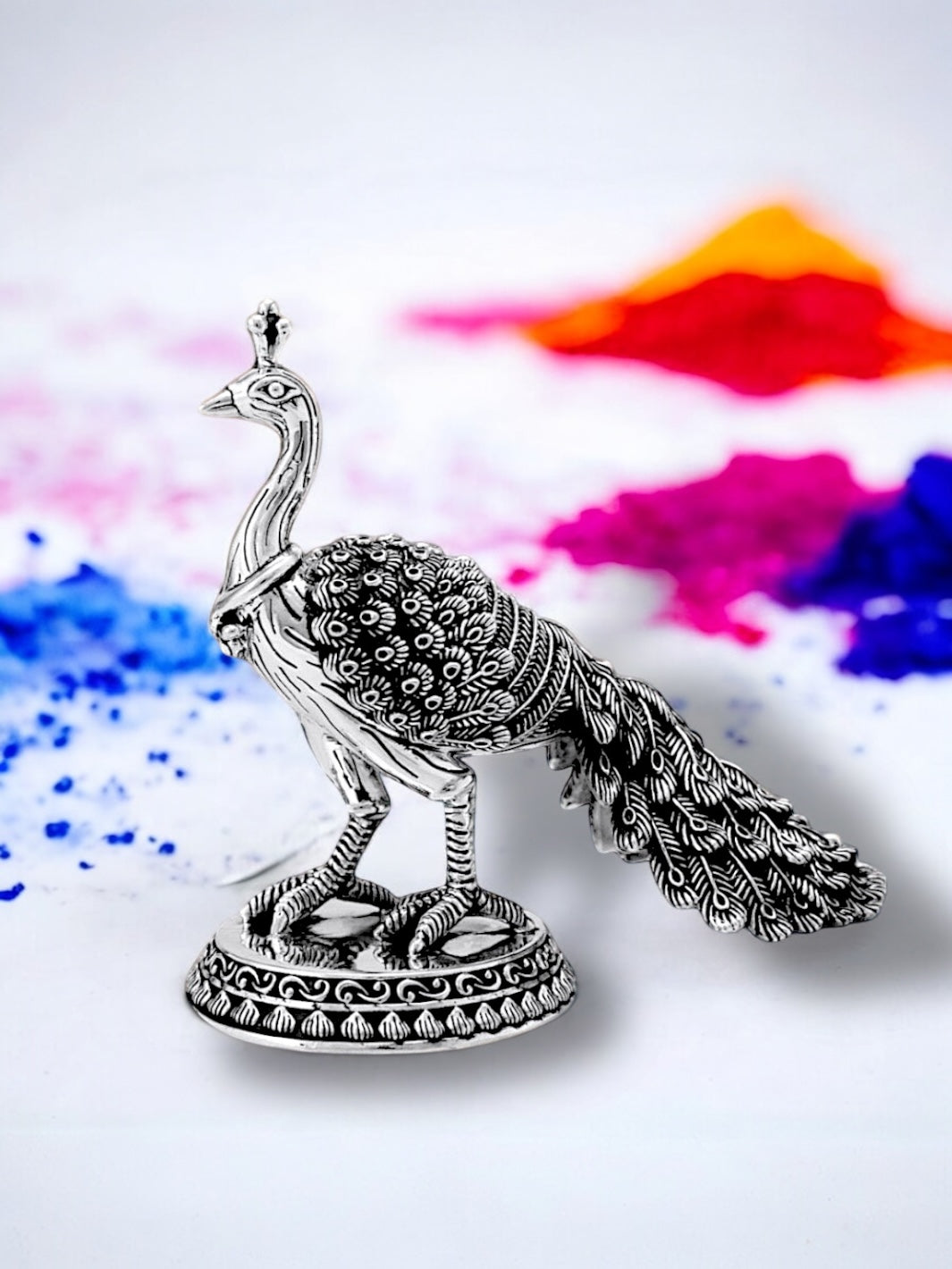 Pure Silver Peacock Idol