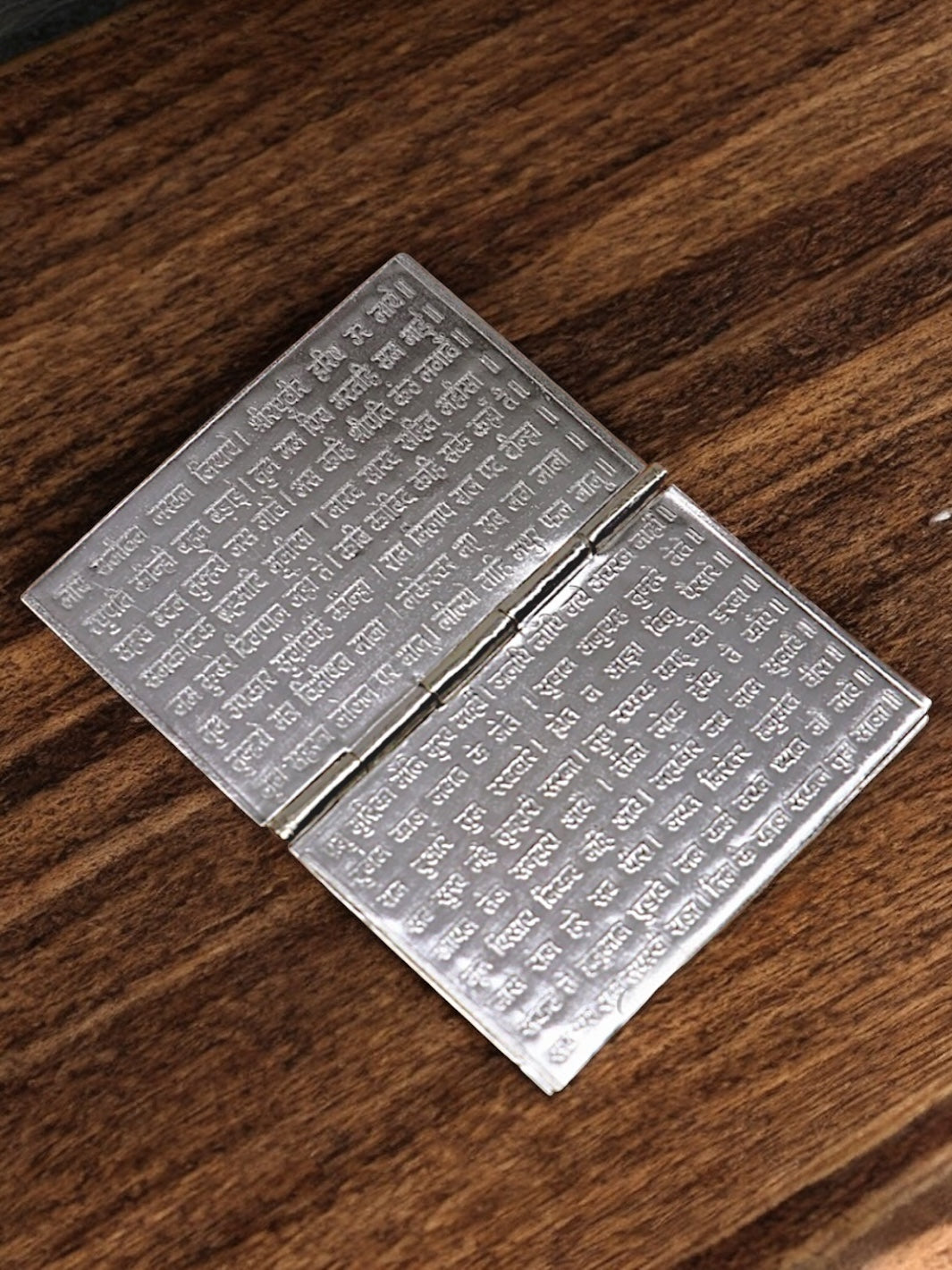 Pure Silver Pocket-Size Shree Hanuman Chalisa with Arti in mini 4 page book