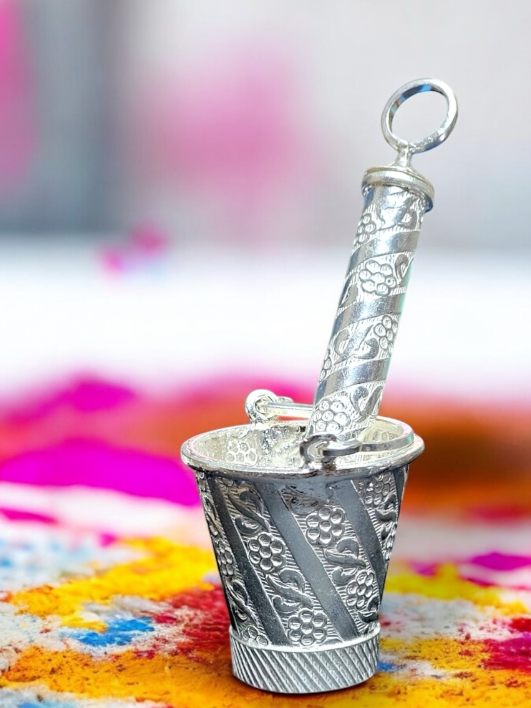 Silver Holi Pichkari And Bucket Set