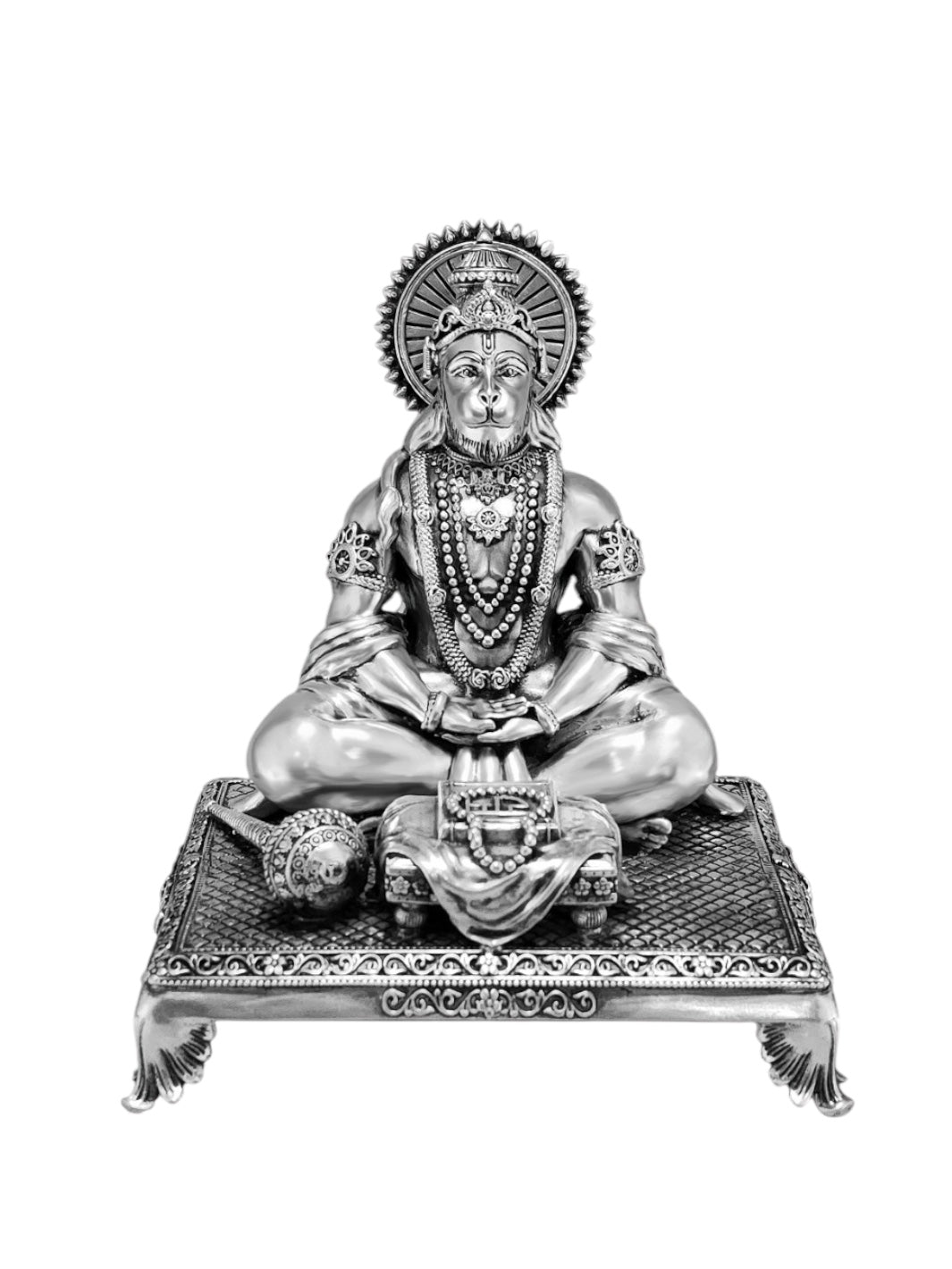 Pure Silver Hanuman Dhyan Mudra Idol