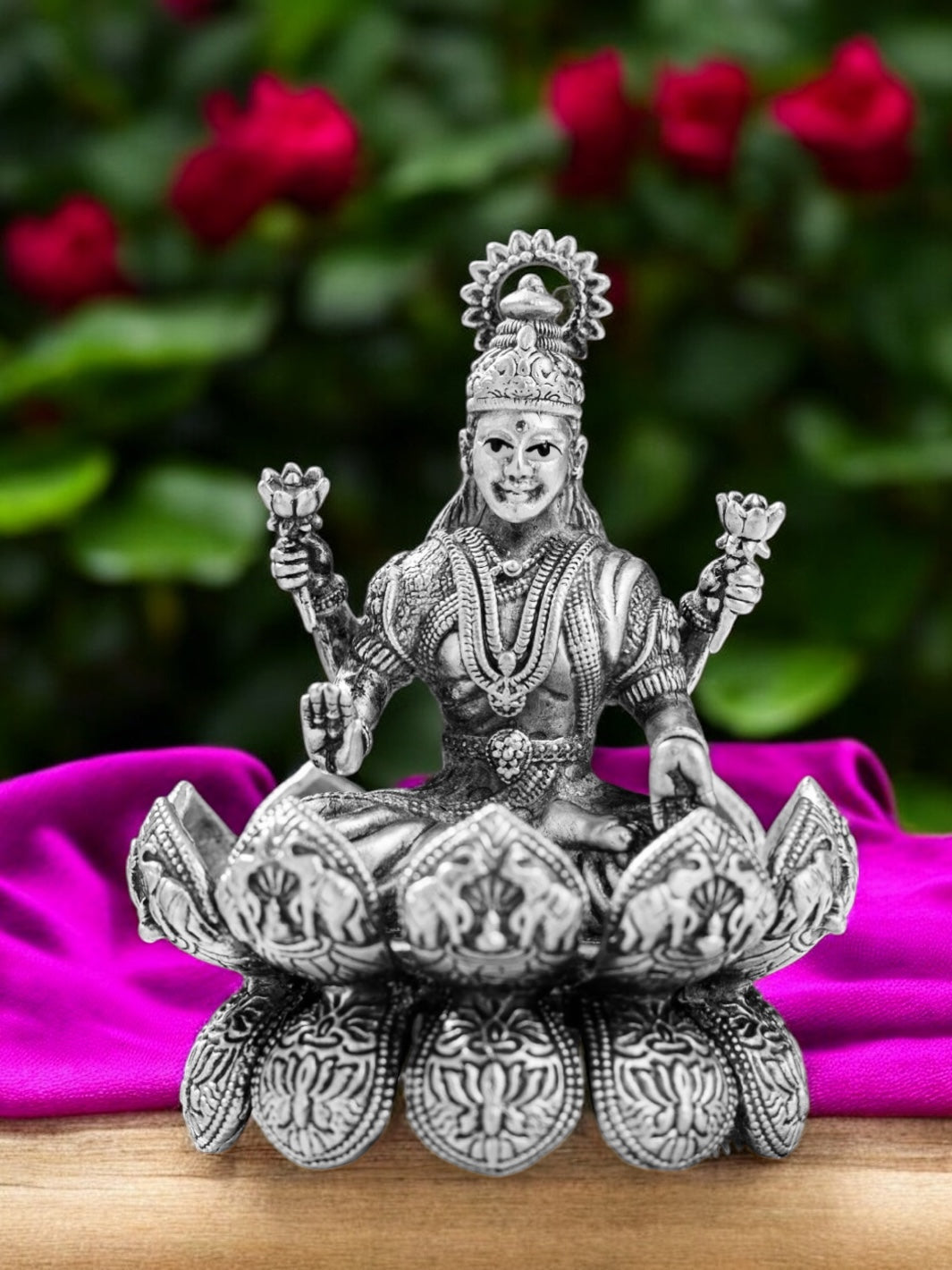 Pure Antique Silver Lakshmiji on Divine Lotus