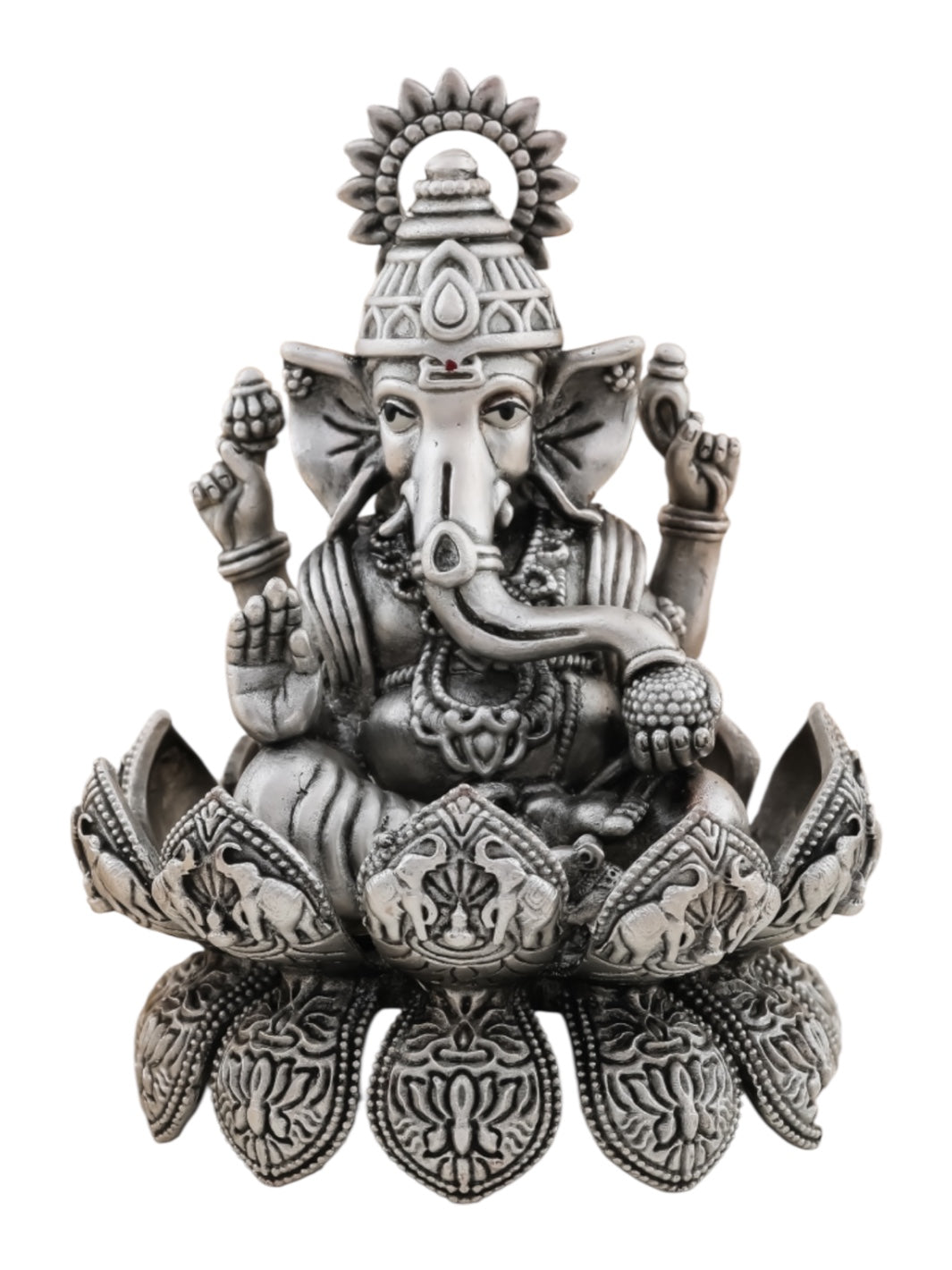 Pure Antique Silver Lord Ganesh on Divine Lotus
