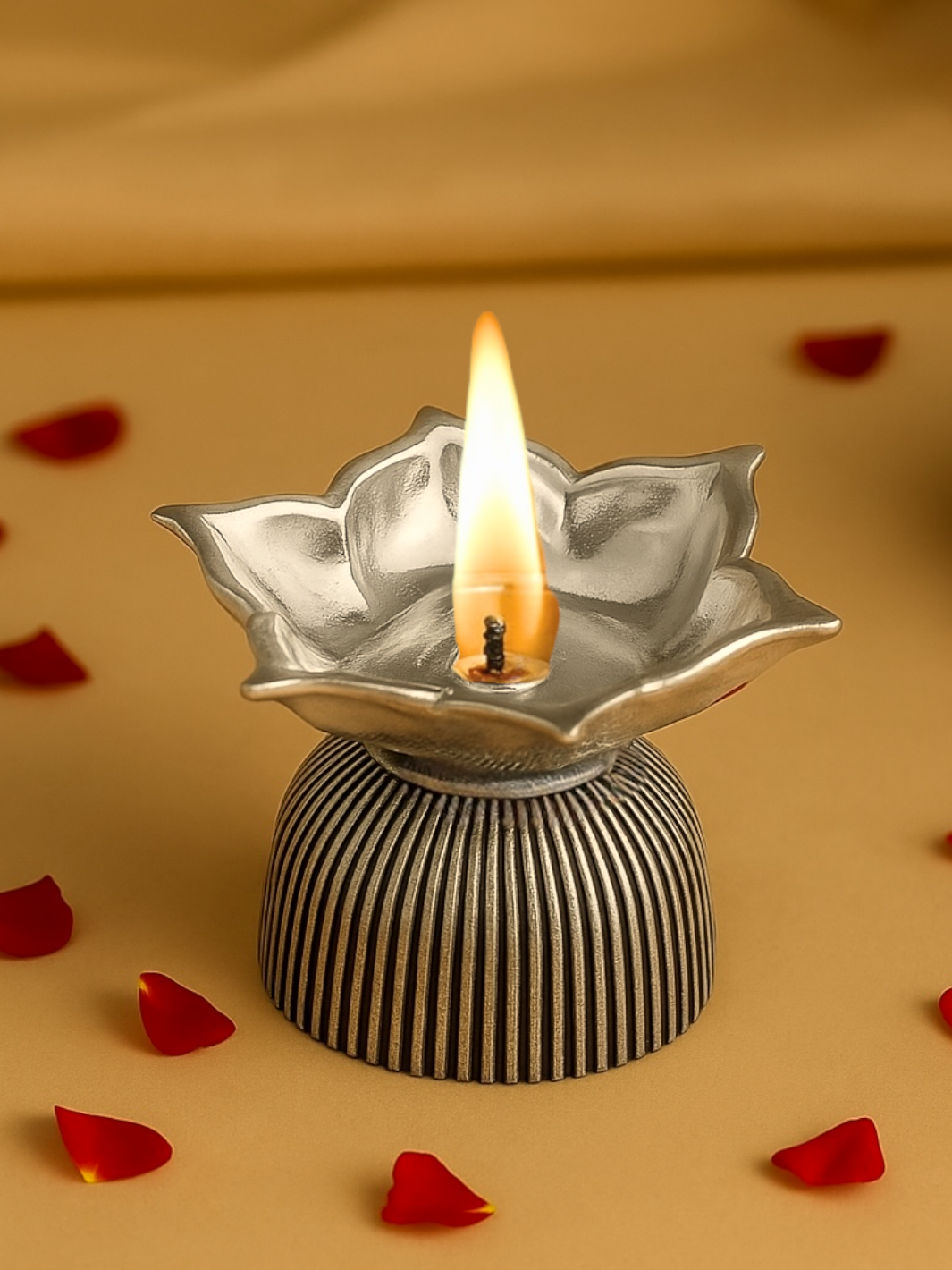Silver Flower Design Diya