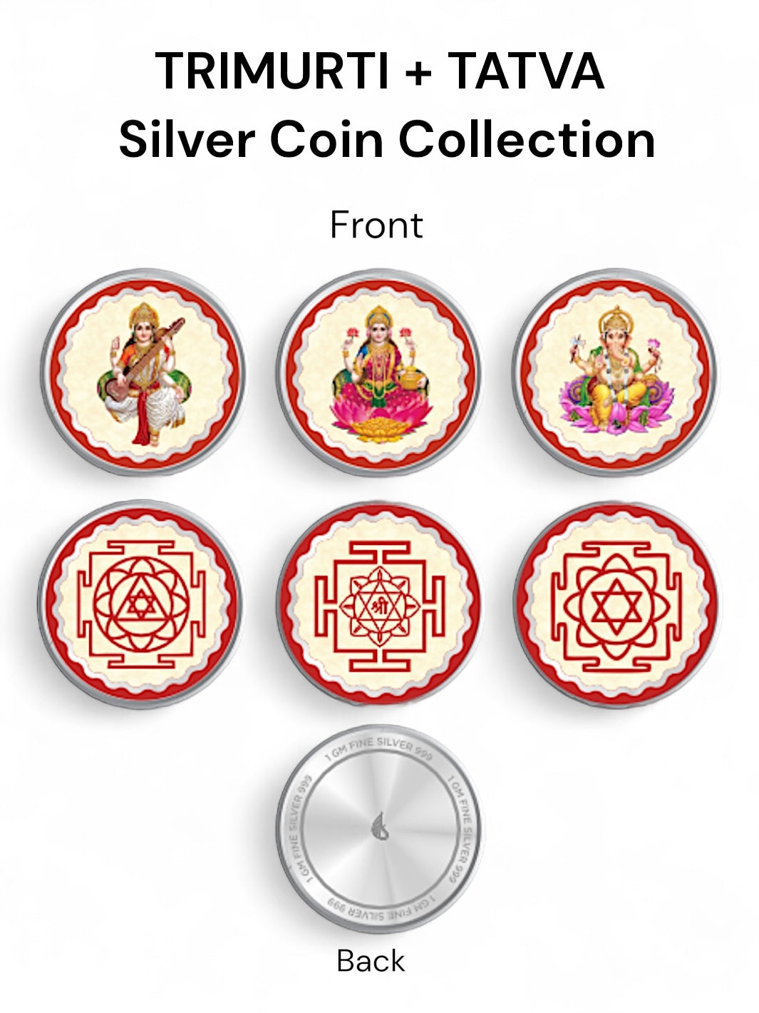 TRIMURTI + TATVA Special Combo Collection of Silver Coins in Unique Gift Box