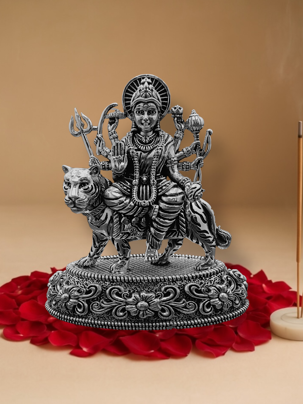 Pure Silver Antique Durga Maa Idol
