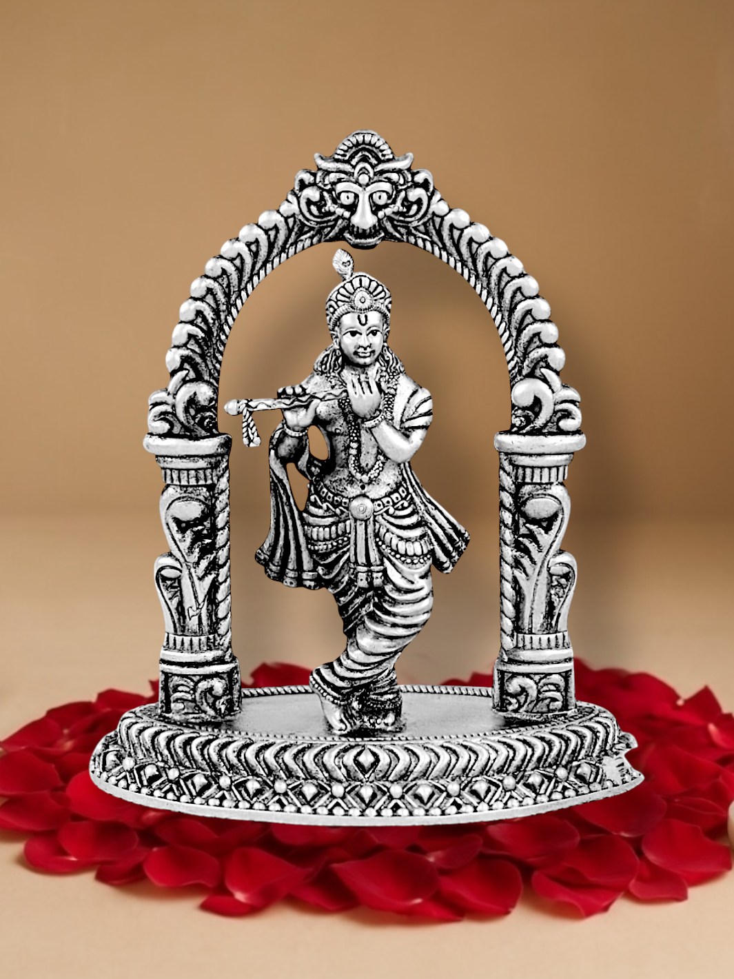 Pure Silver Antique Finish Murli  Krishna Idol
