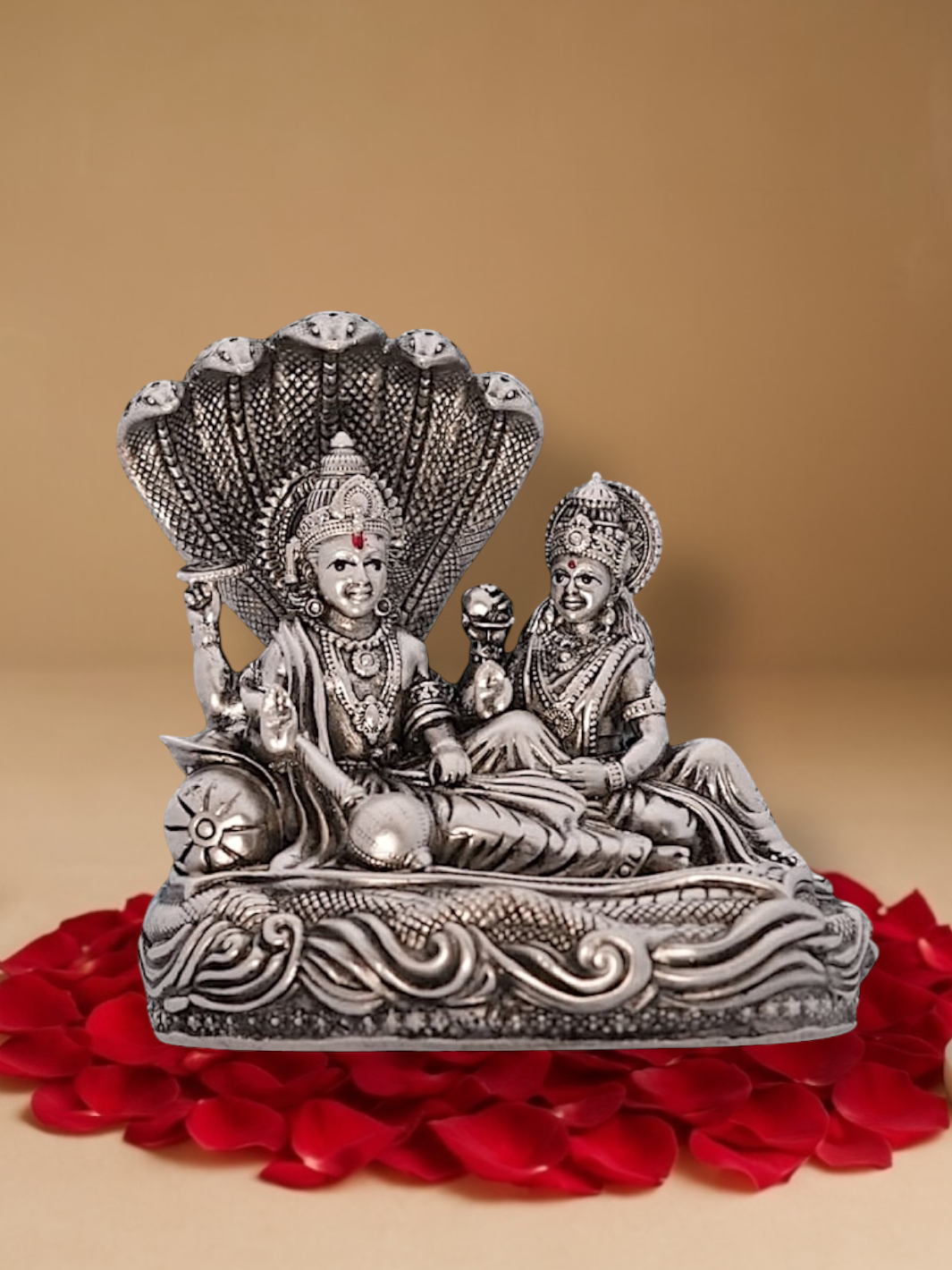Pure Silver Antique Vishnu Lakshmi  Idol
