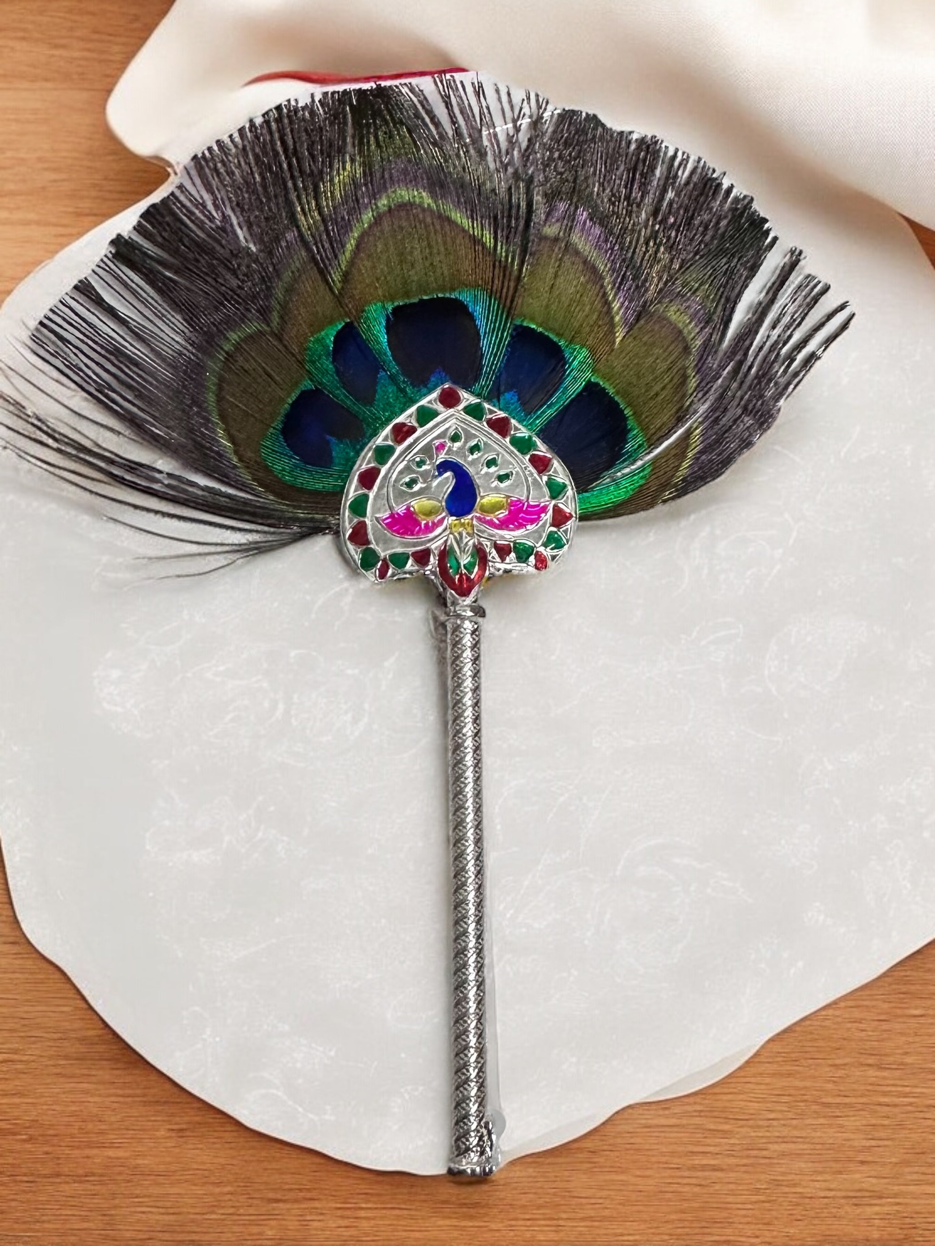 Pure Silver Mor Pankh Peacock Feather - PSA Jewels