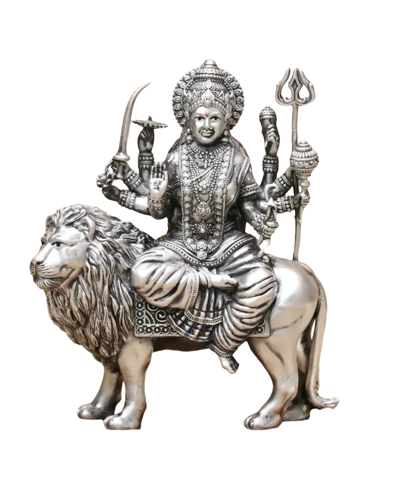 Pure Antique Silver Durga Maa Idol