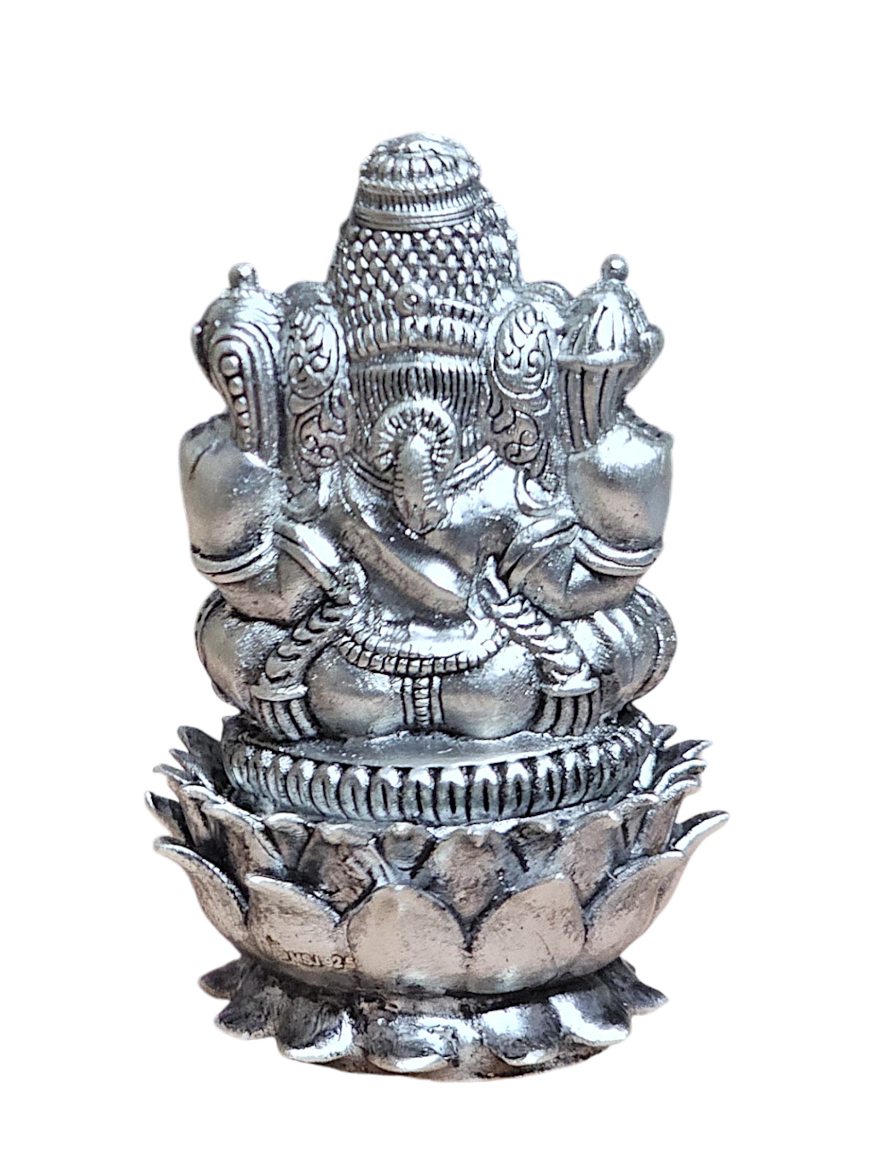 Lord Ganesh Pure Antique Silver 3d Idol