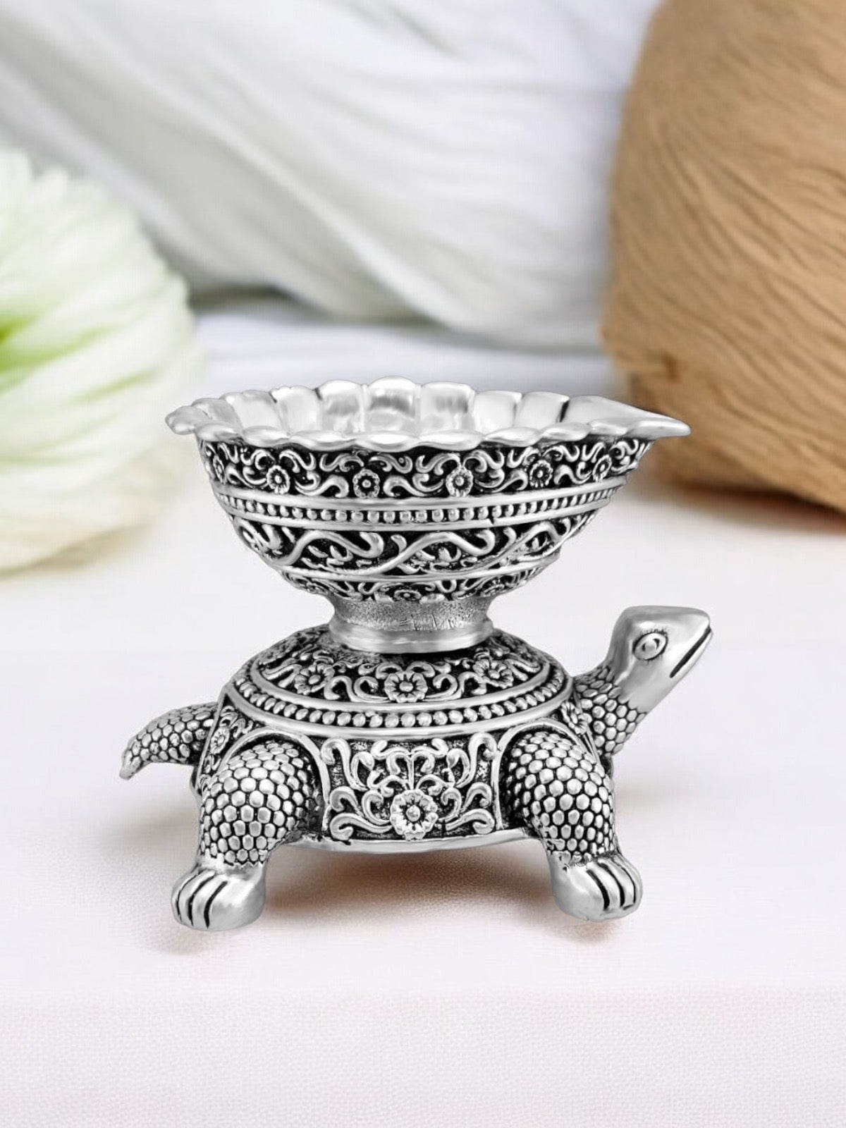 Silver Turtle Deepam