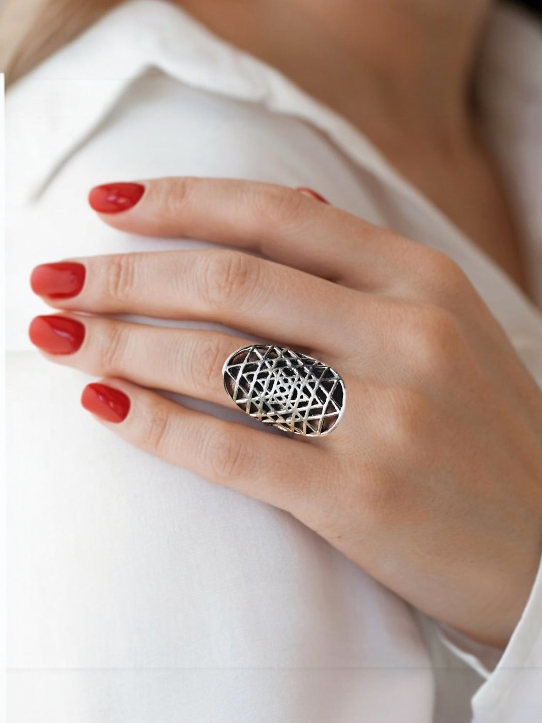 Yantra Meditation Pure Silver Ring