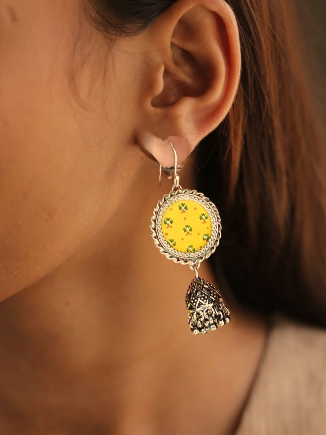 Yellow Handpainted Earring