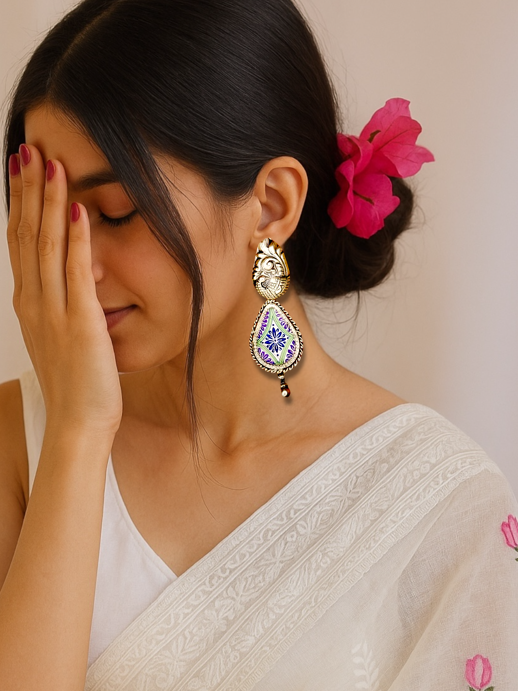 Bird Shaped Handpainted Earring
