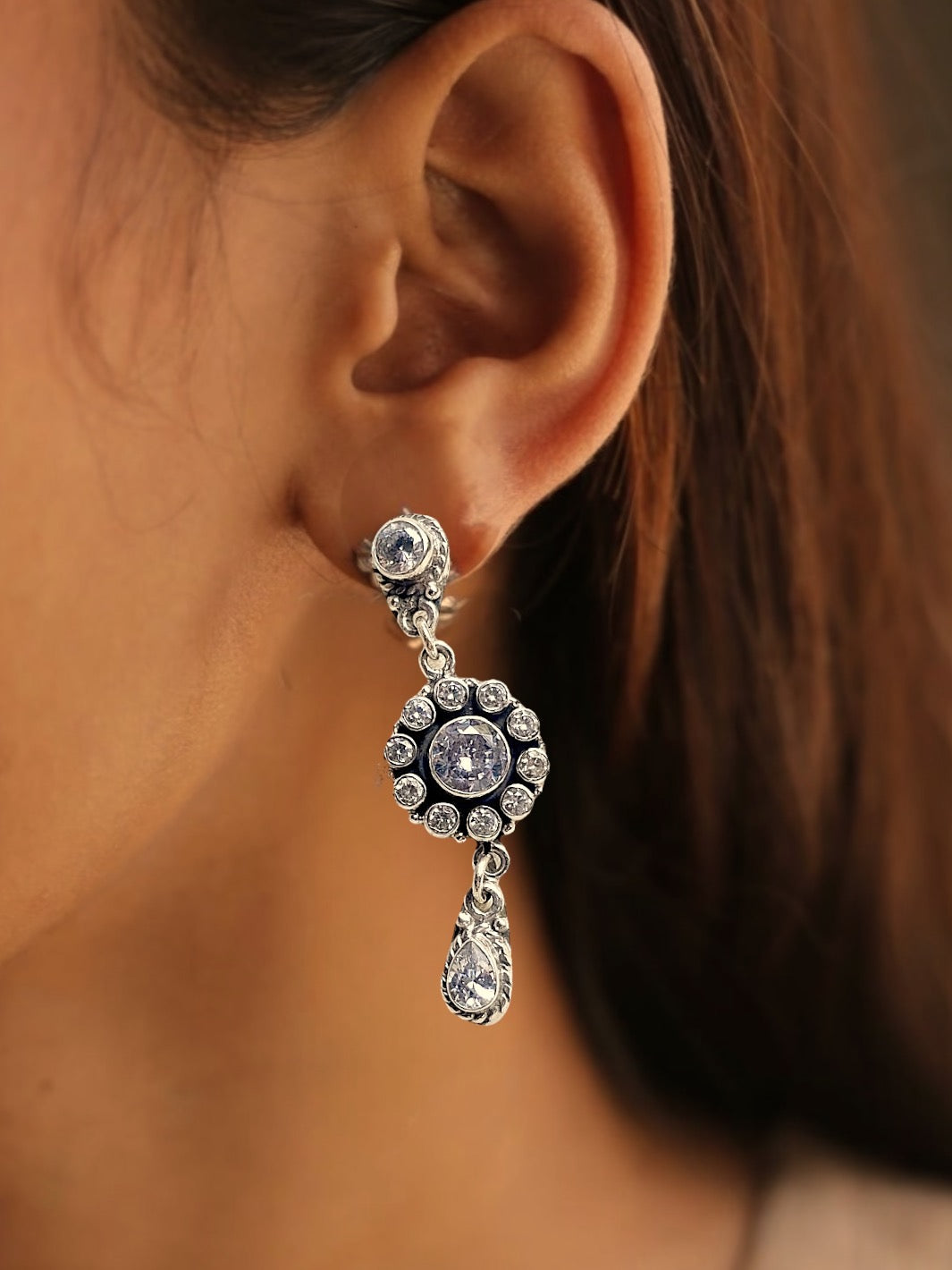 White Stone Dangling Earring