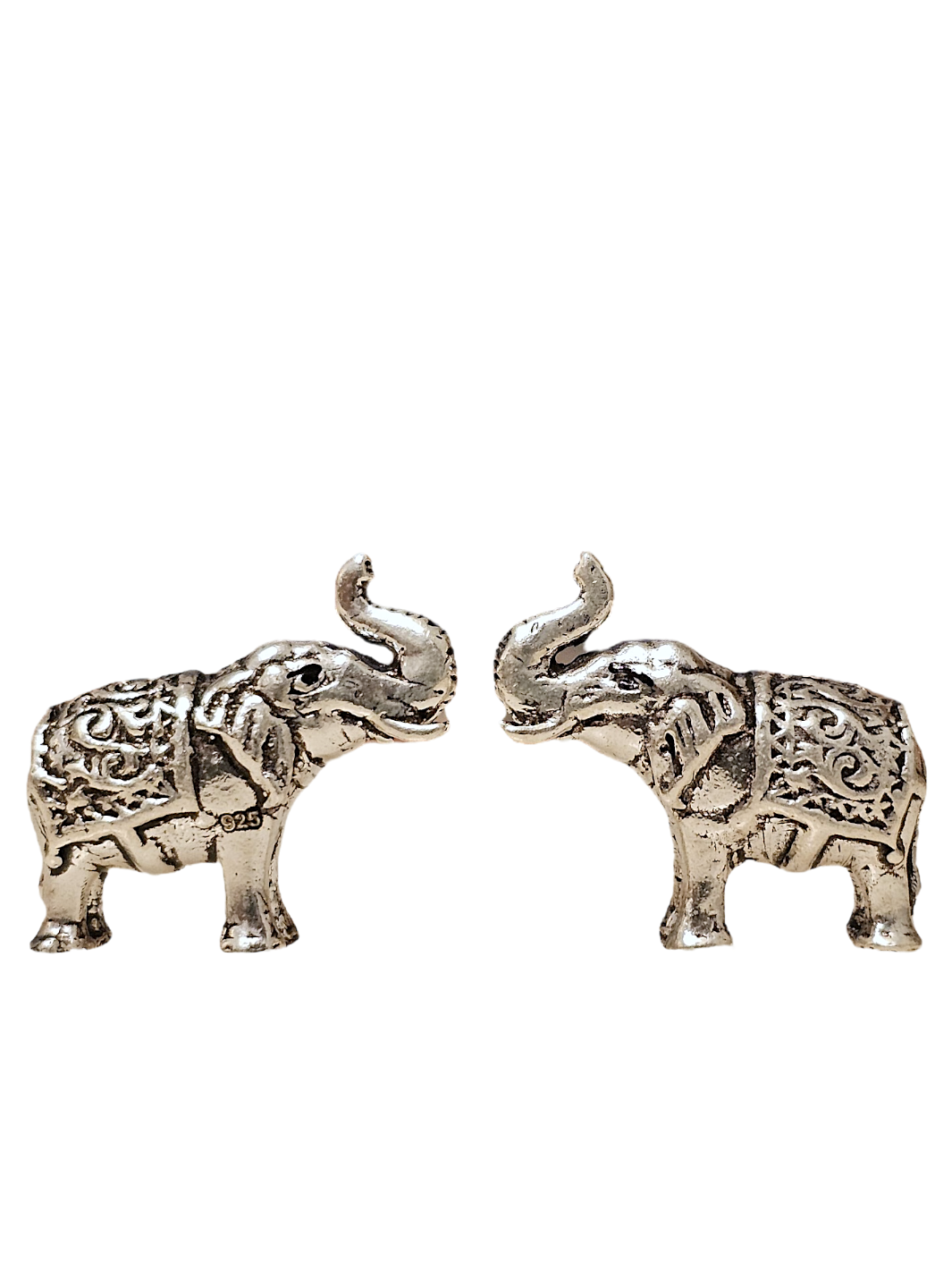 Pure Silver Elephant Uptrunk Pair Idol