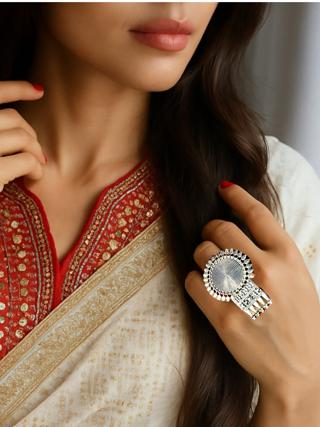 Artistic Silver Flower Ring
