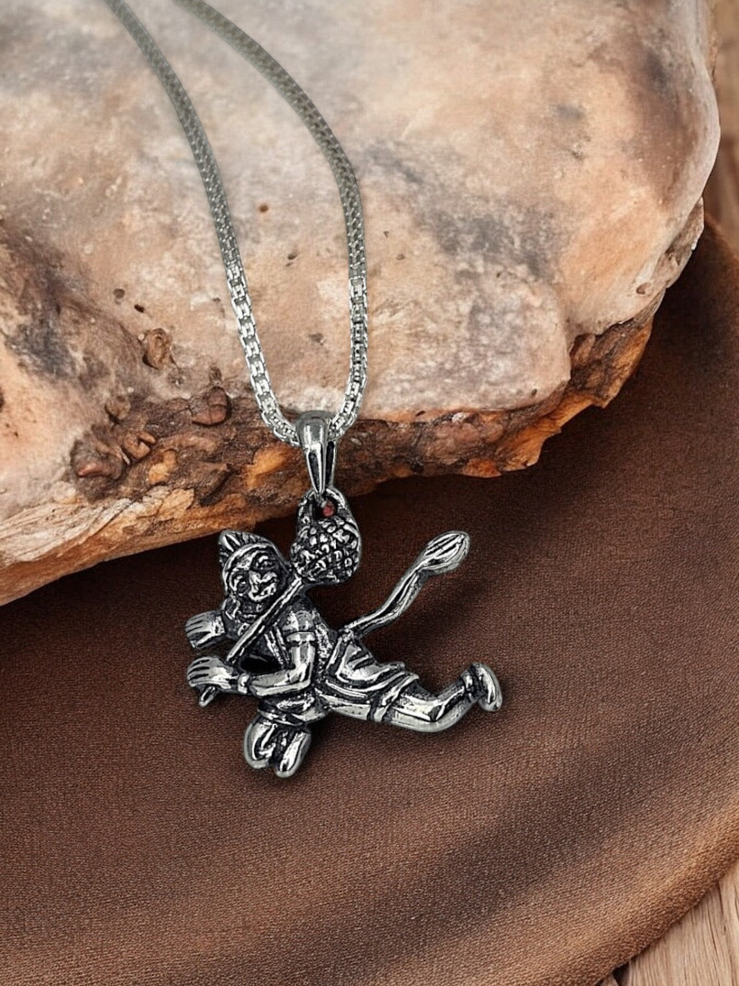 Pawan Putra Silver Hanuman Pendant with chain