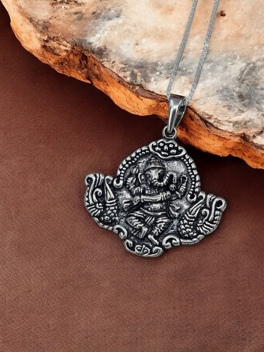 Silver Lord Ganapathy Pendant with chain