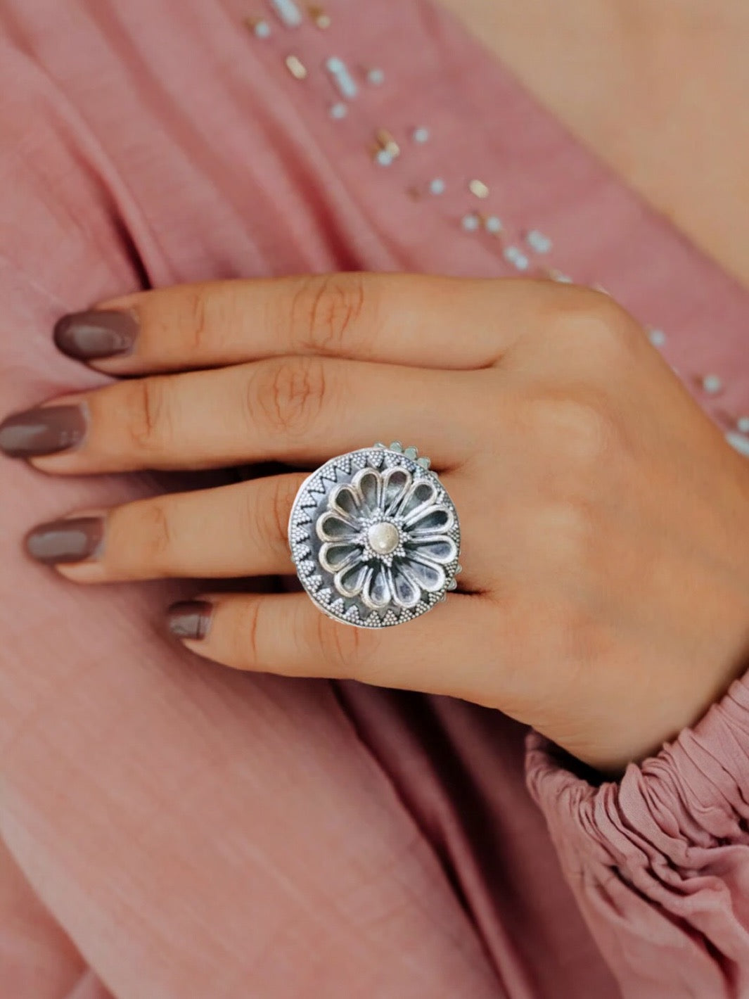 Artistic Big Flower Ring