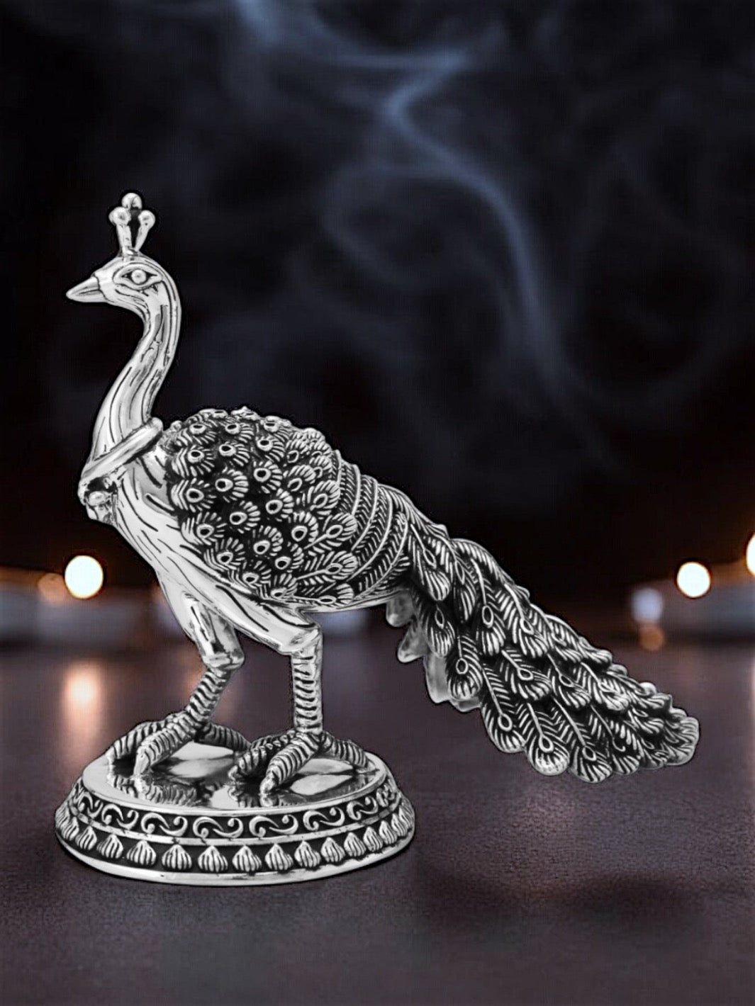 Pure Silver Peacock Idol