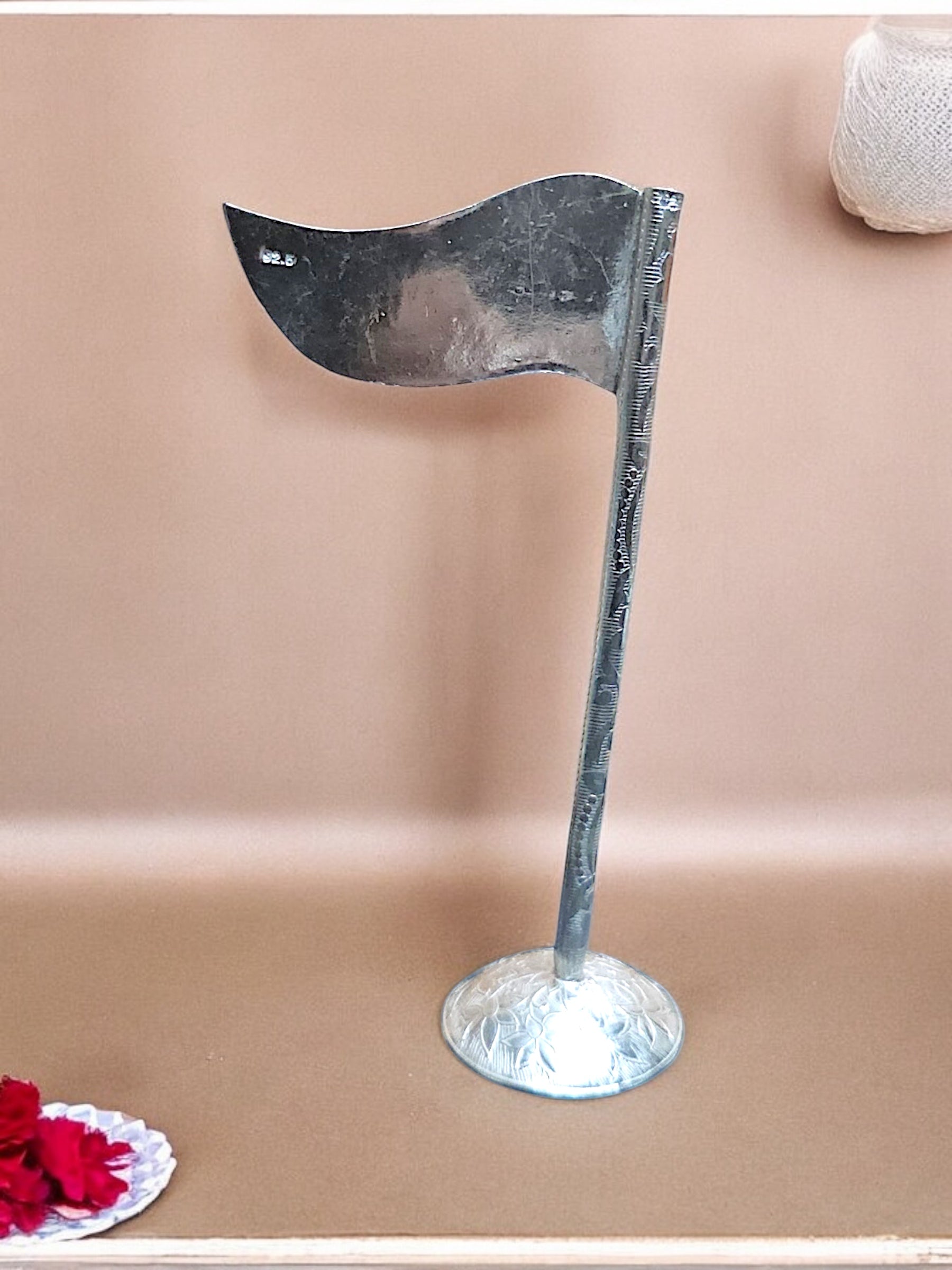 Pure Silver Jai Shree Shyam jhanda/Flag with Stand