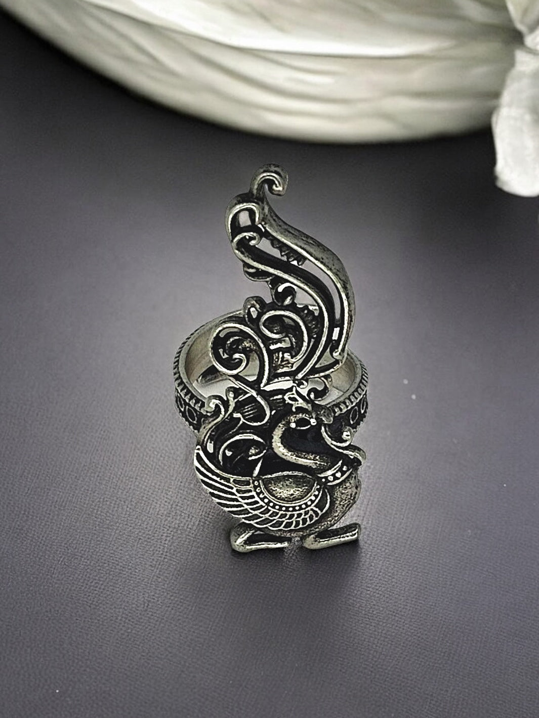 Silver Peacock Ring