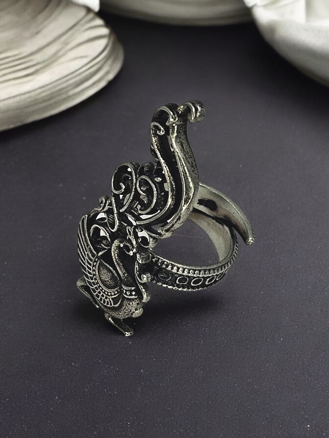 Silver Peacock Ring