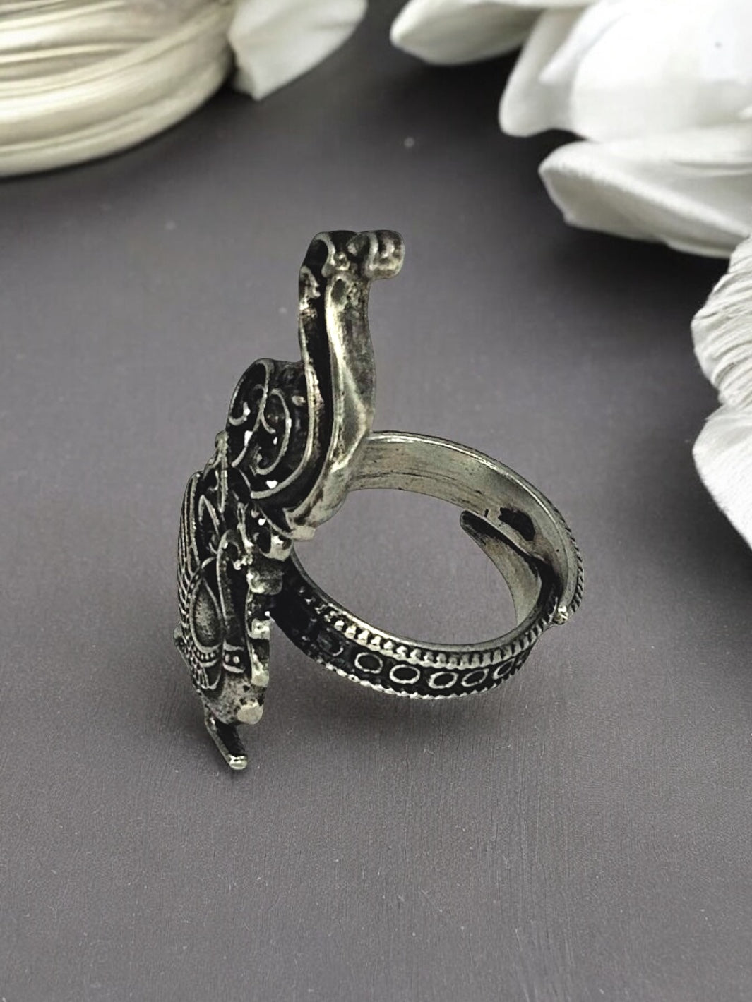 Silver Peacock Ring