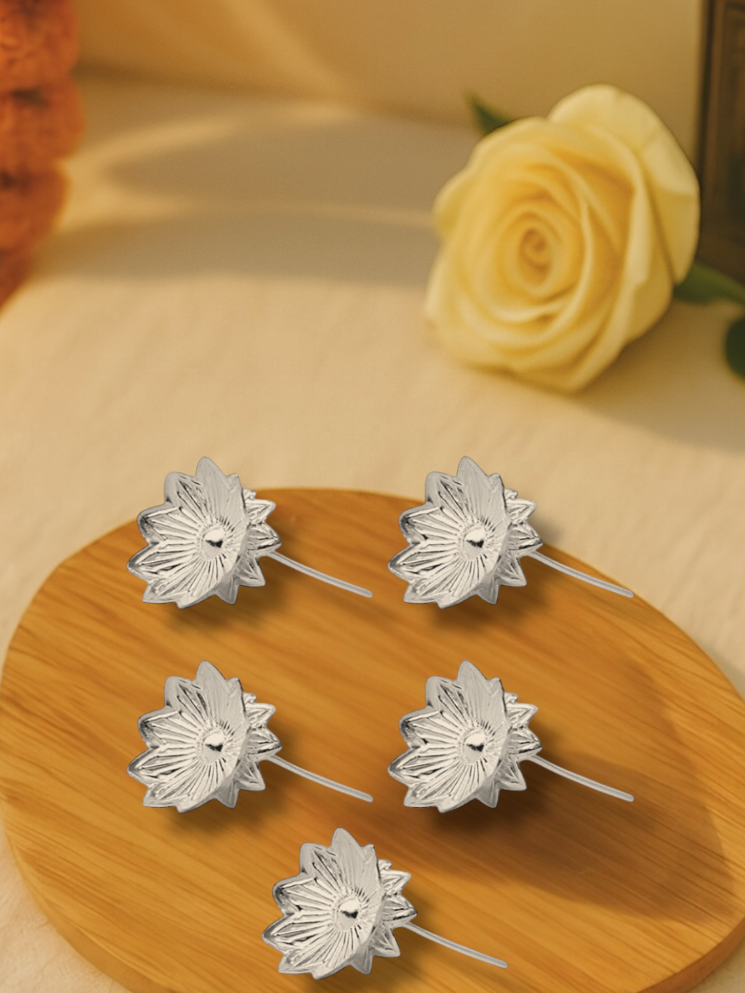 Silver Lotus Flower (5 Pieces)